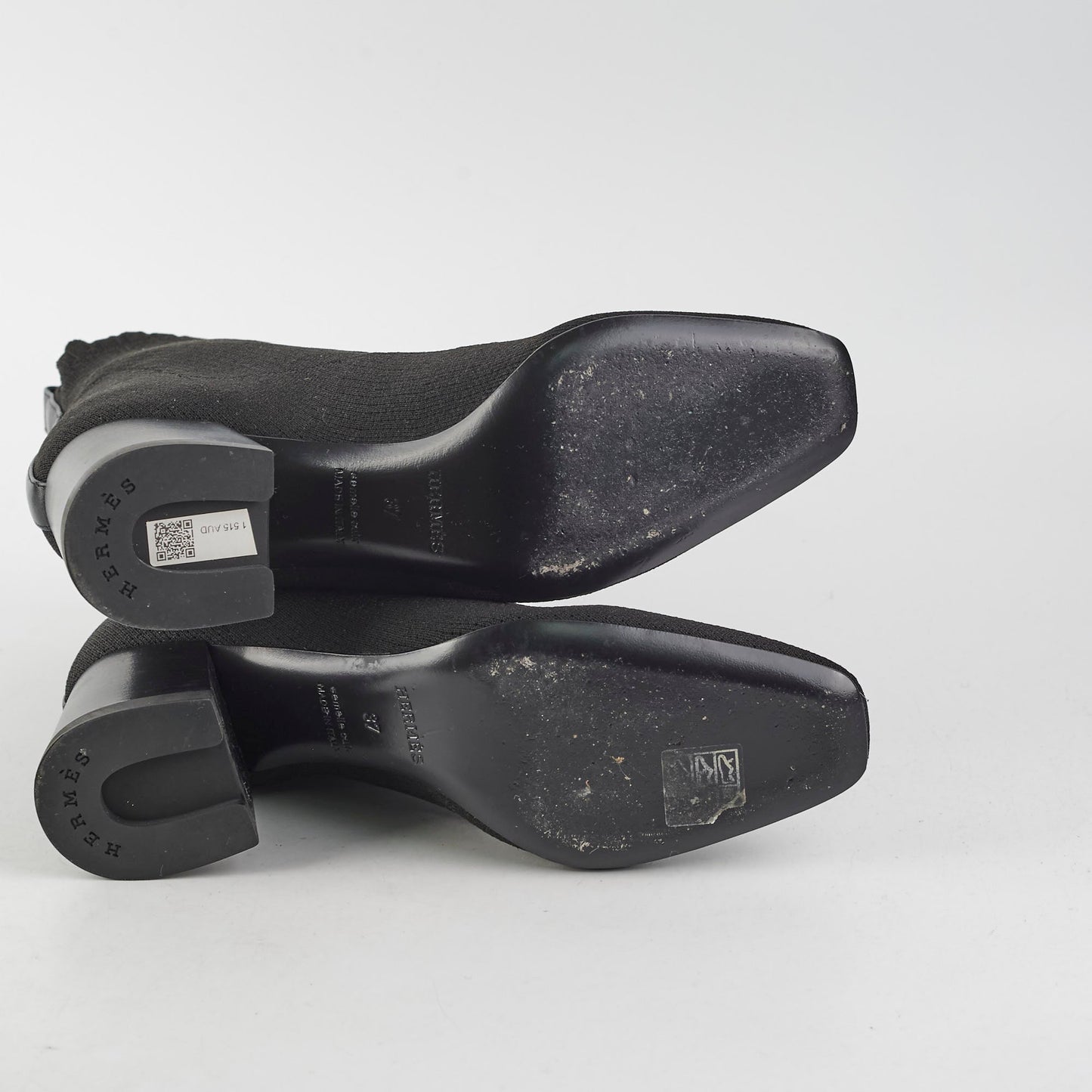 Hermes Black Knit Boots Size 37