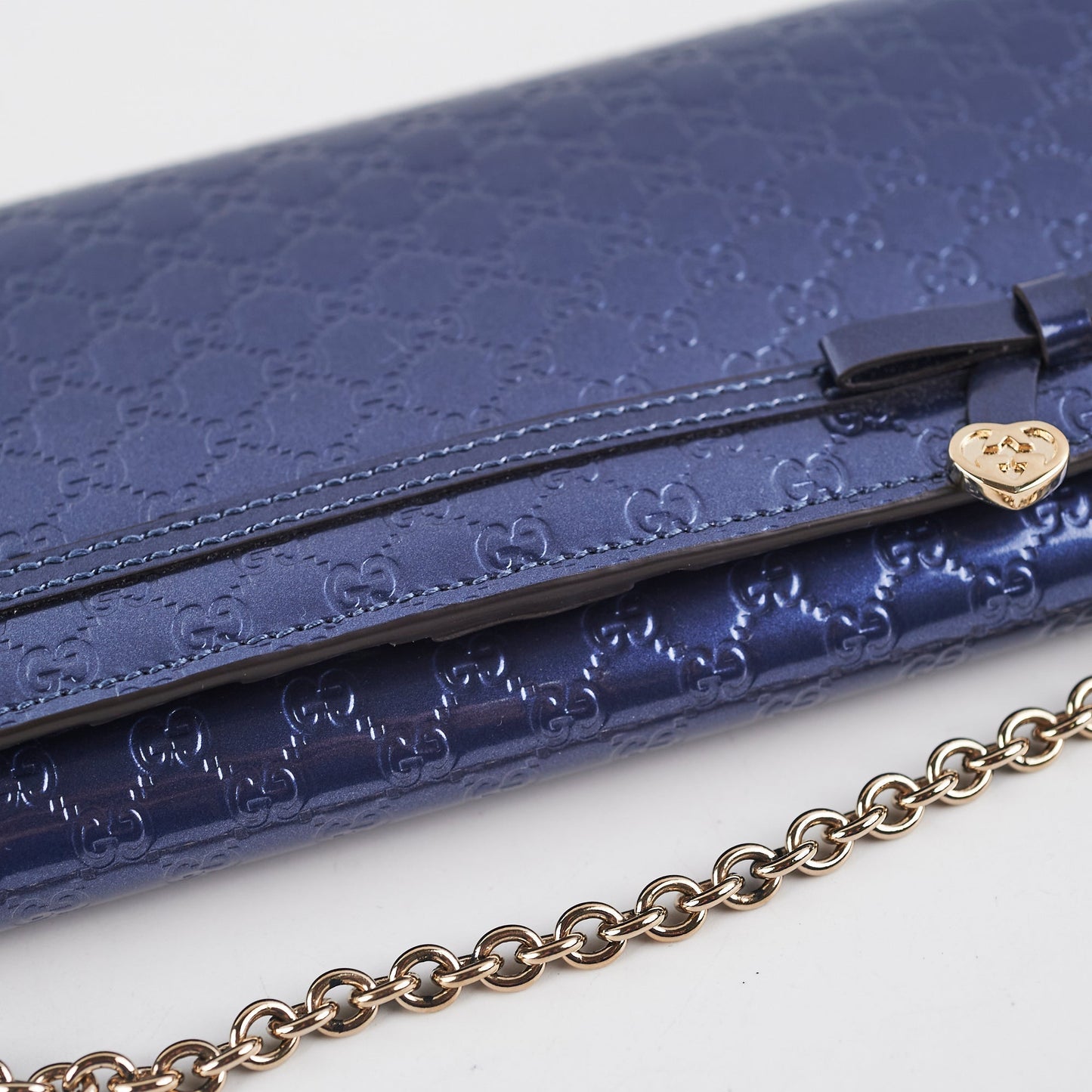 Gucci Monogram Wallet Patent Navy Clutch