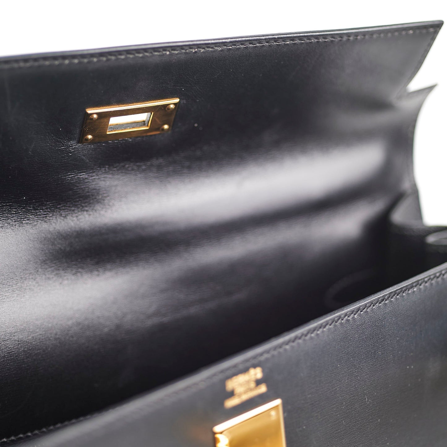 Hermes Kelly 32 Box Calf Black - E Square