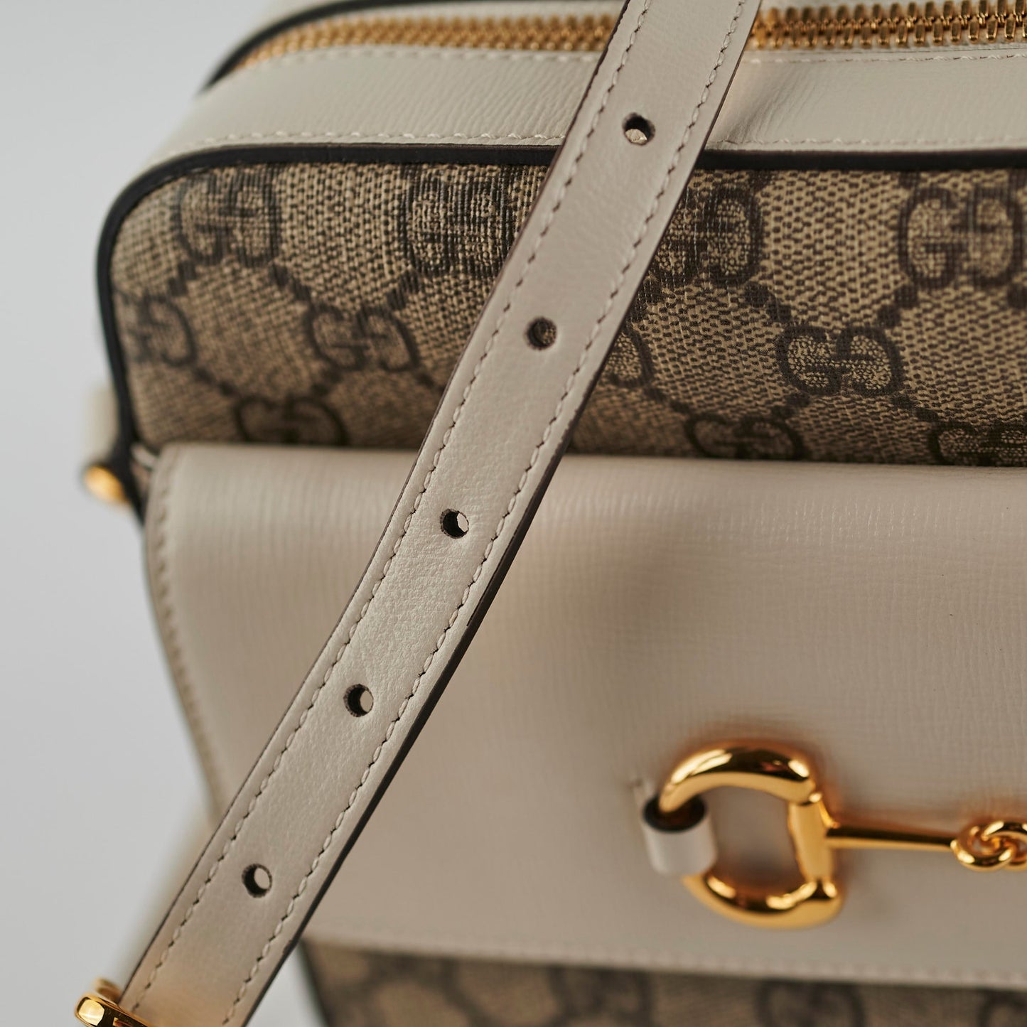 Gucci Horsebit Monogram White Crossbody