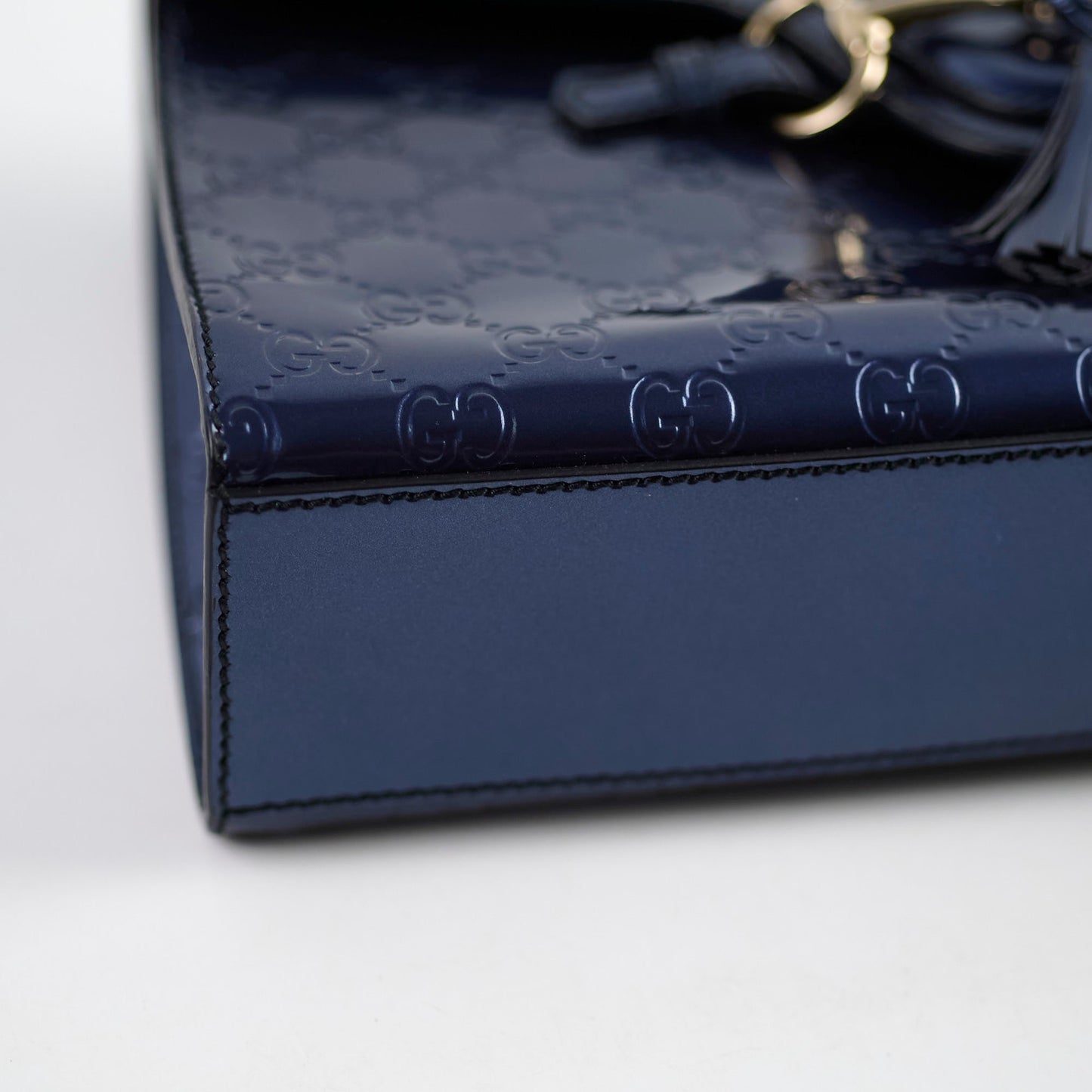 Gucci Patent Guccissima Emily Medium Blue