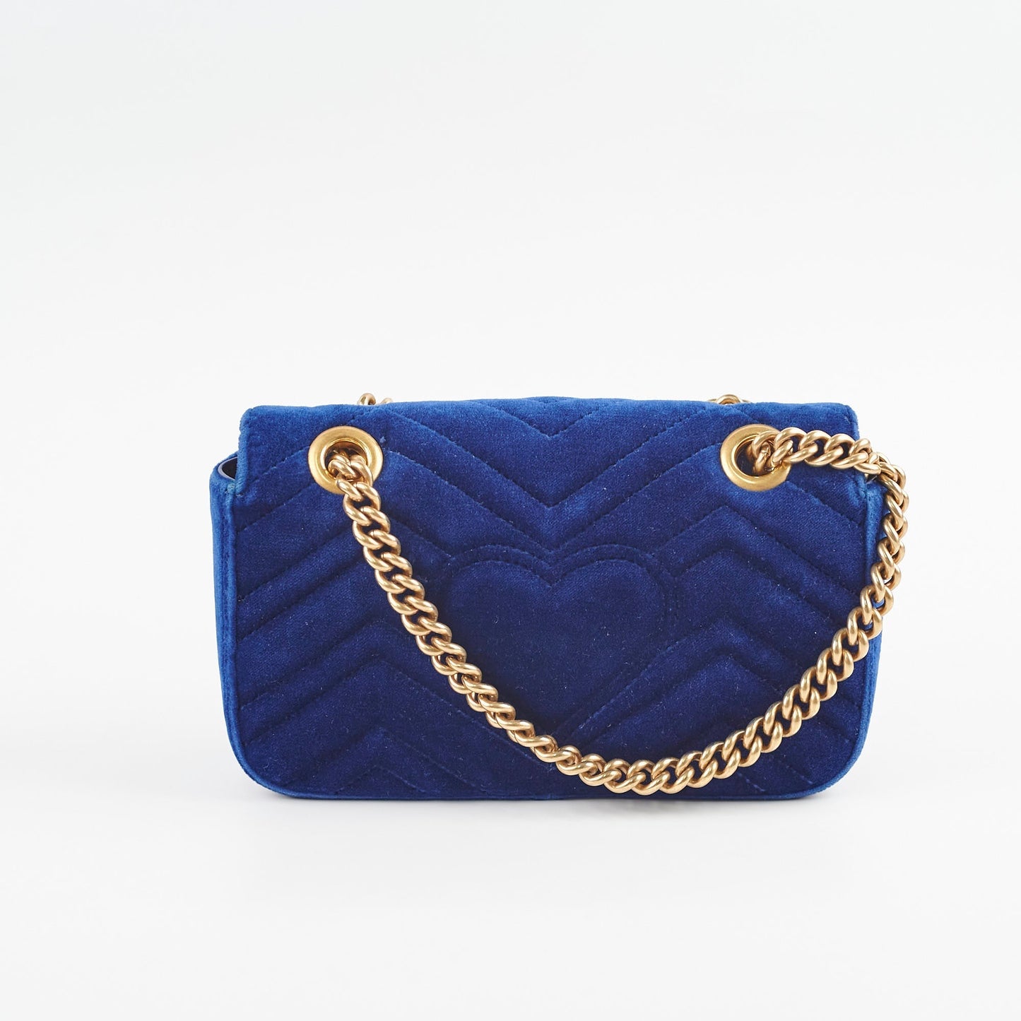 Gucci Marmont Mini Shoulder Bag Navy Blue Velvet
