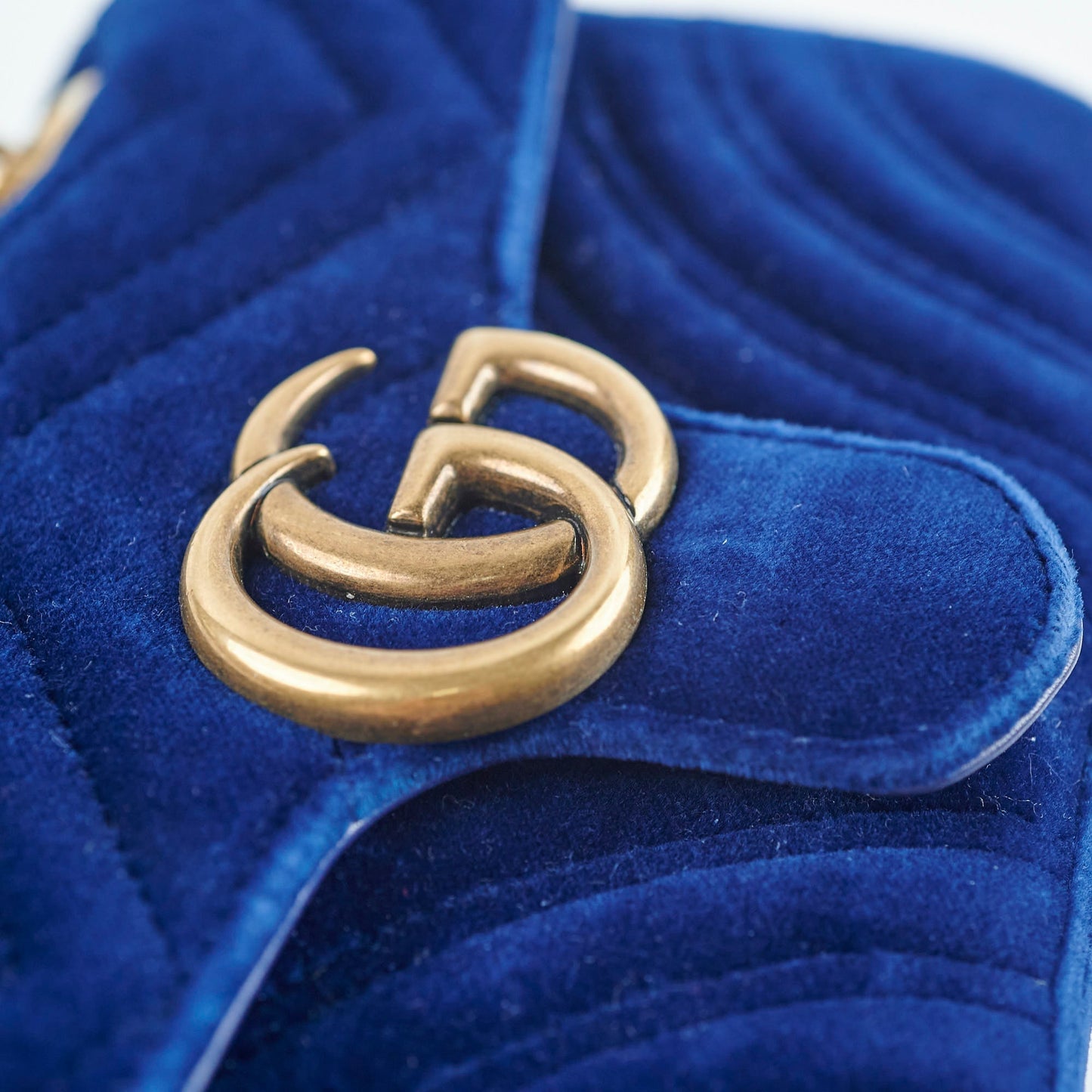 Gucci Marmont Mini Shoulder Bag Navy Blue Velvet