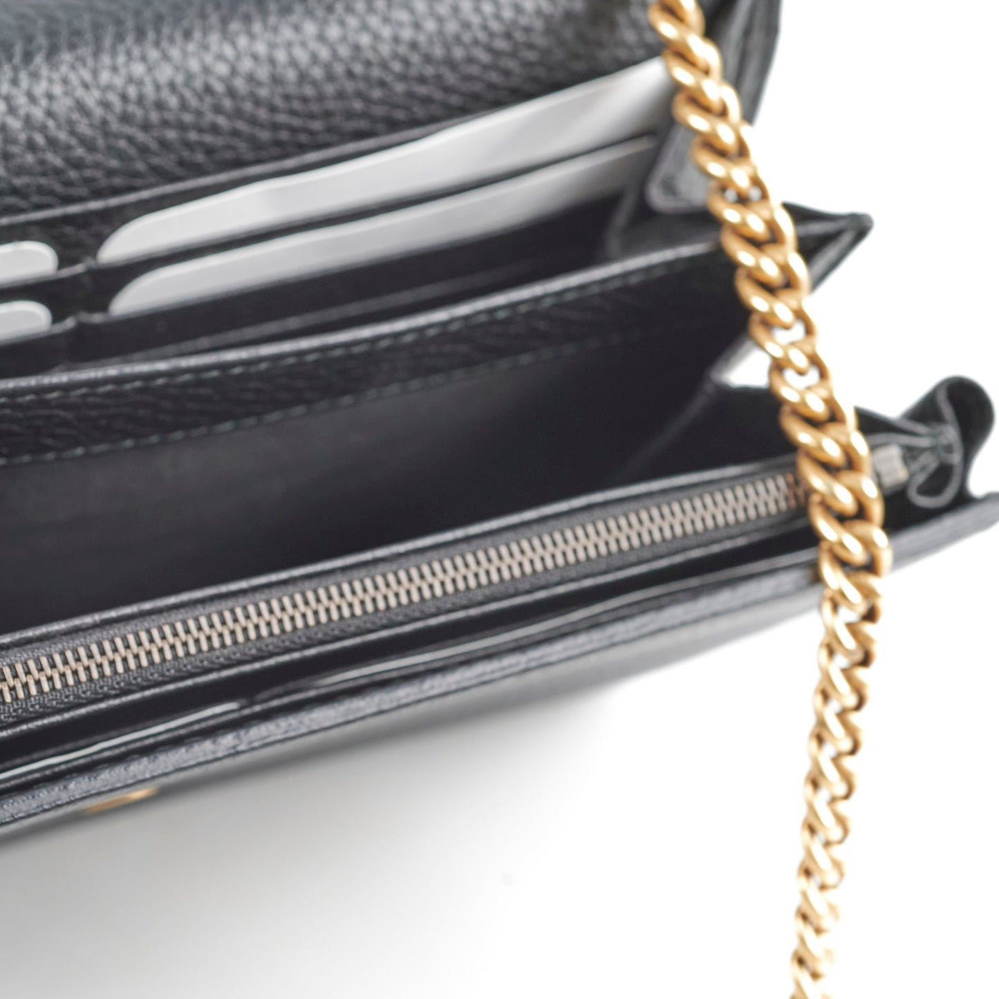 Gucci Marmont Black Leather Wallet On Chain WOC