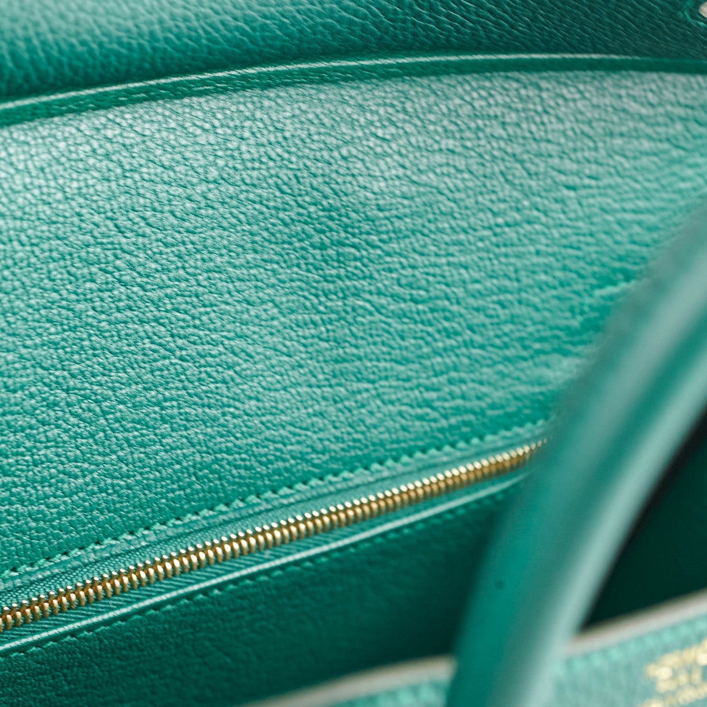 Hermes Birkin 25 Malachite Togo C Stamp