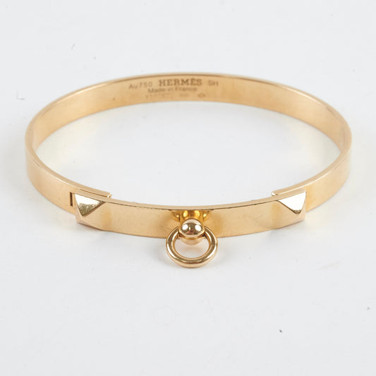 Hermes Collier De Chien 18k Yellow Gold Bracelet (Size SH)