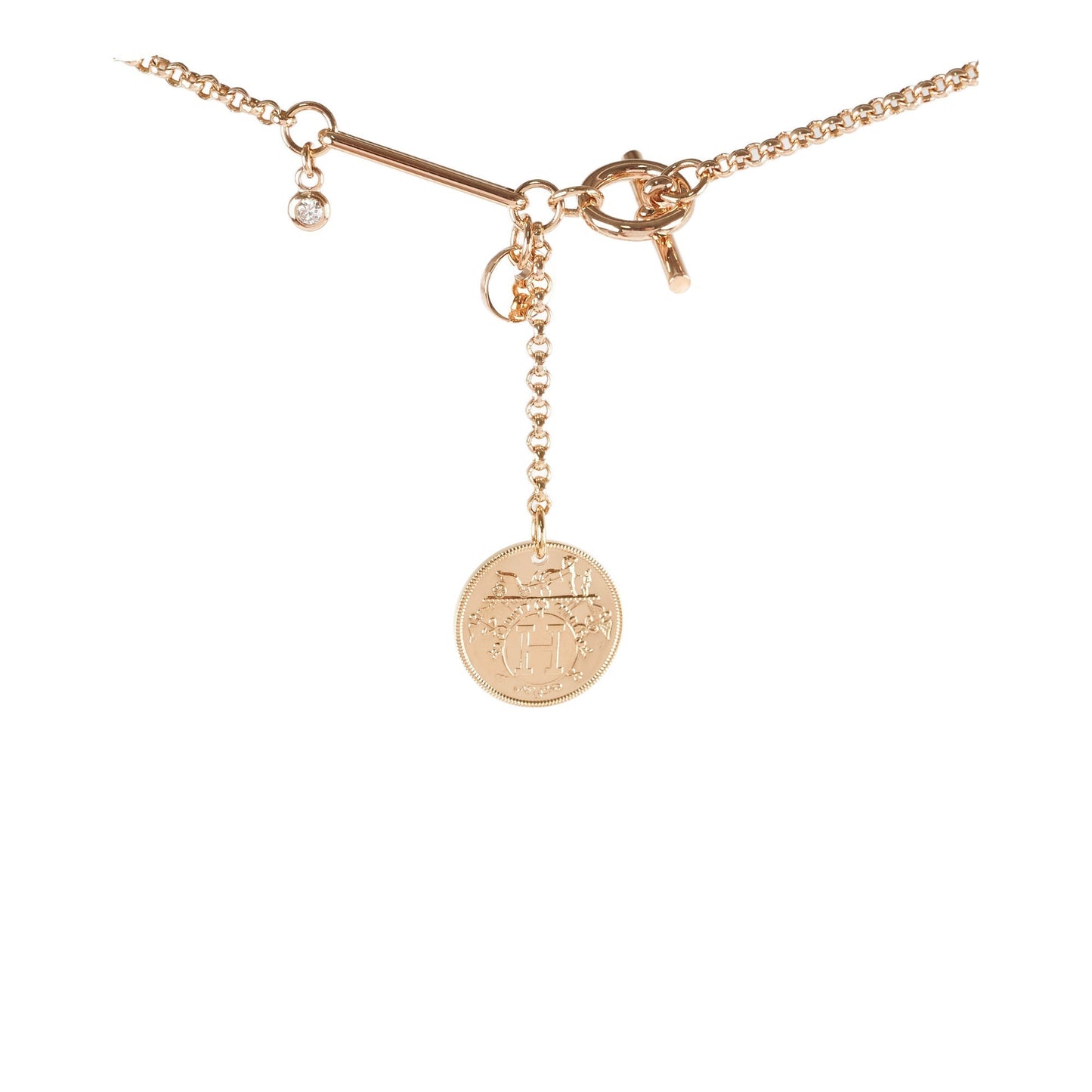 Hermes Ex-Libris Pedant Rose Gold with Diamond