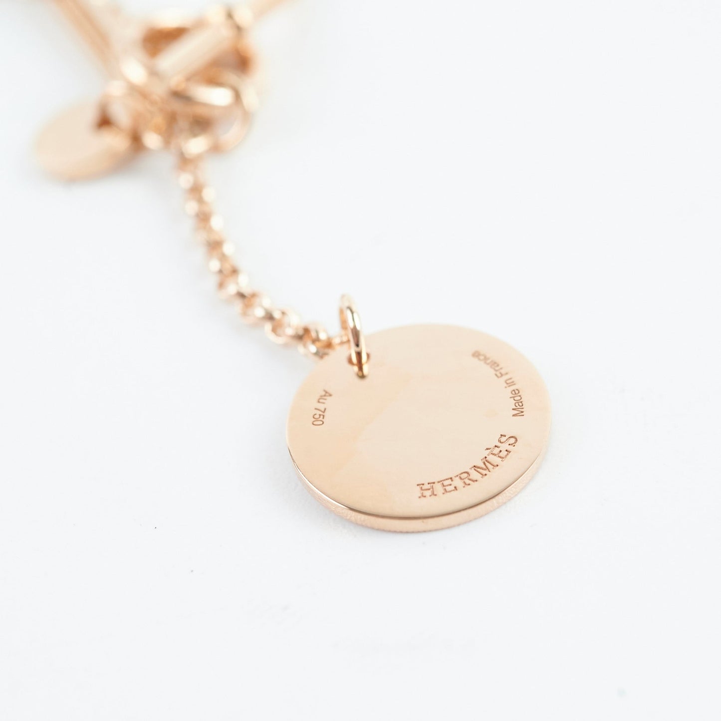 Hermes Ex-Libris Pedant Rose Gold with Diamond