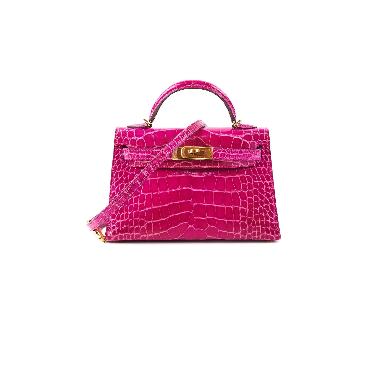 Hermes Mini Kelly Sellier Alligator Rose Scheherazade Stamp C (2018)
