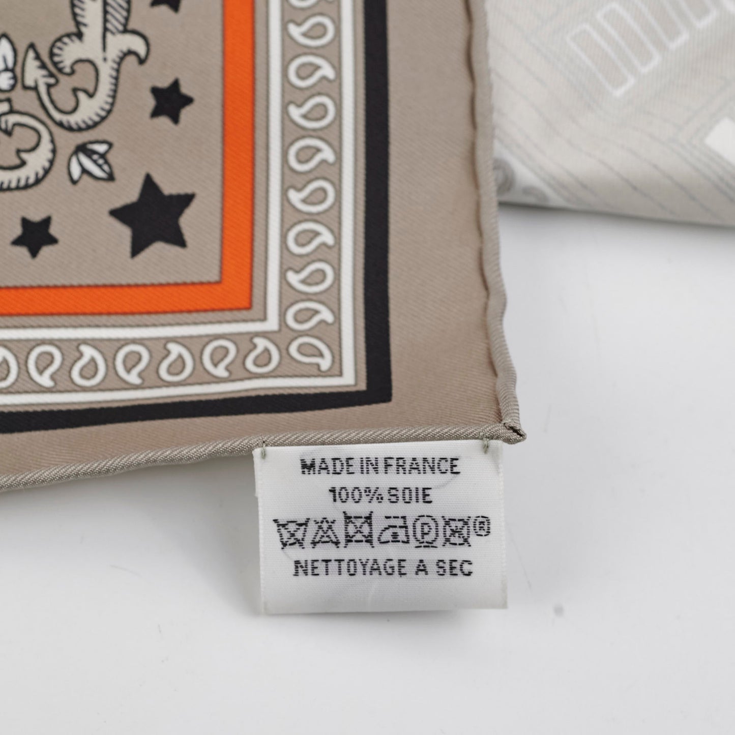 Hermes 55 Bandana Silk Scarf Beige