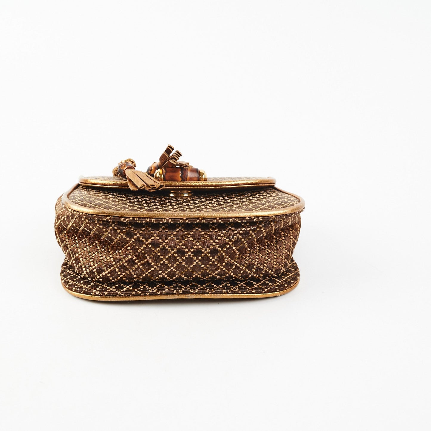 Gucci Mini Bamboo Top Handle Metallic Bag Gold/Brown