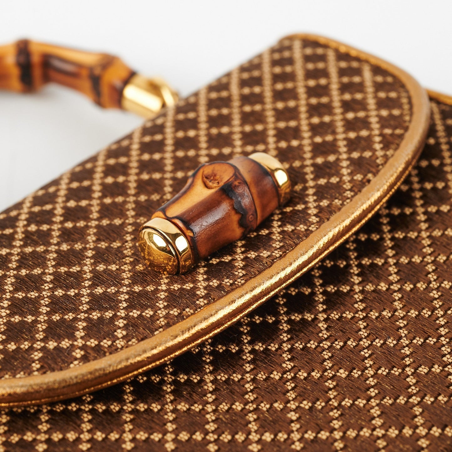 Gucci Mini Bamboo Top Handle Metallic Bag Gold/Brown