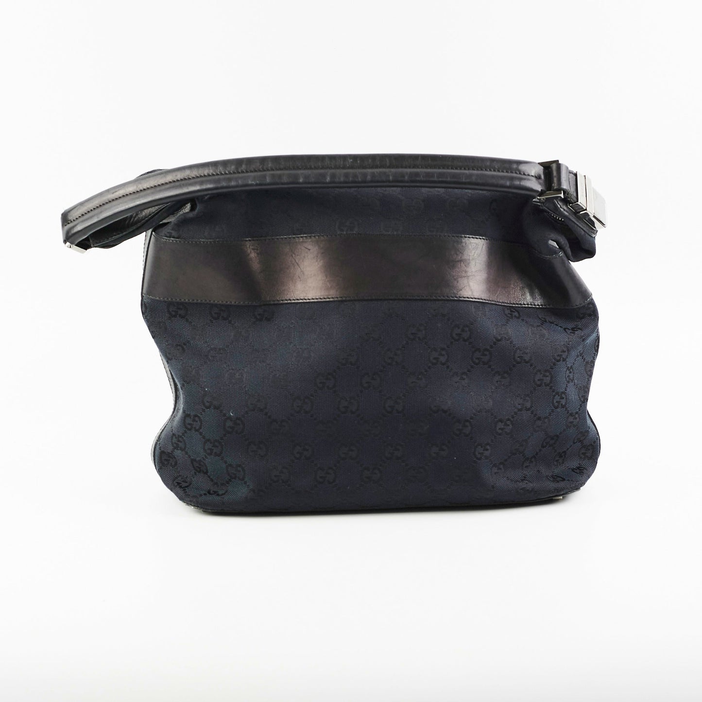 Gucci Vintage GG Canvas Black Shoulder Bag
