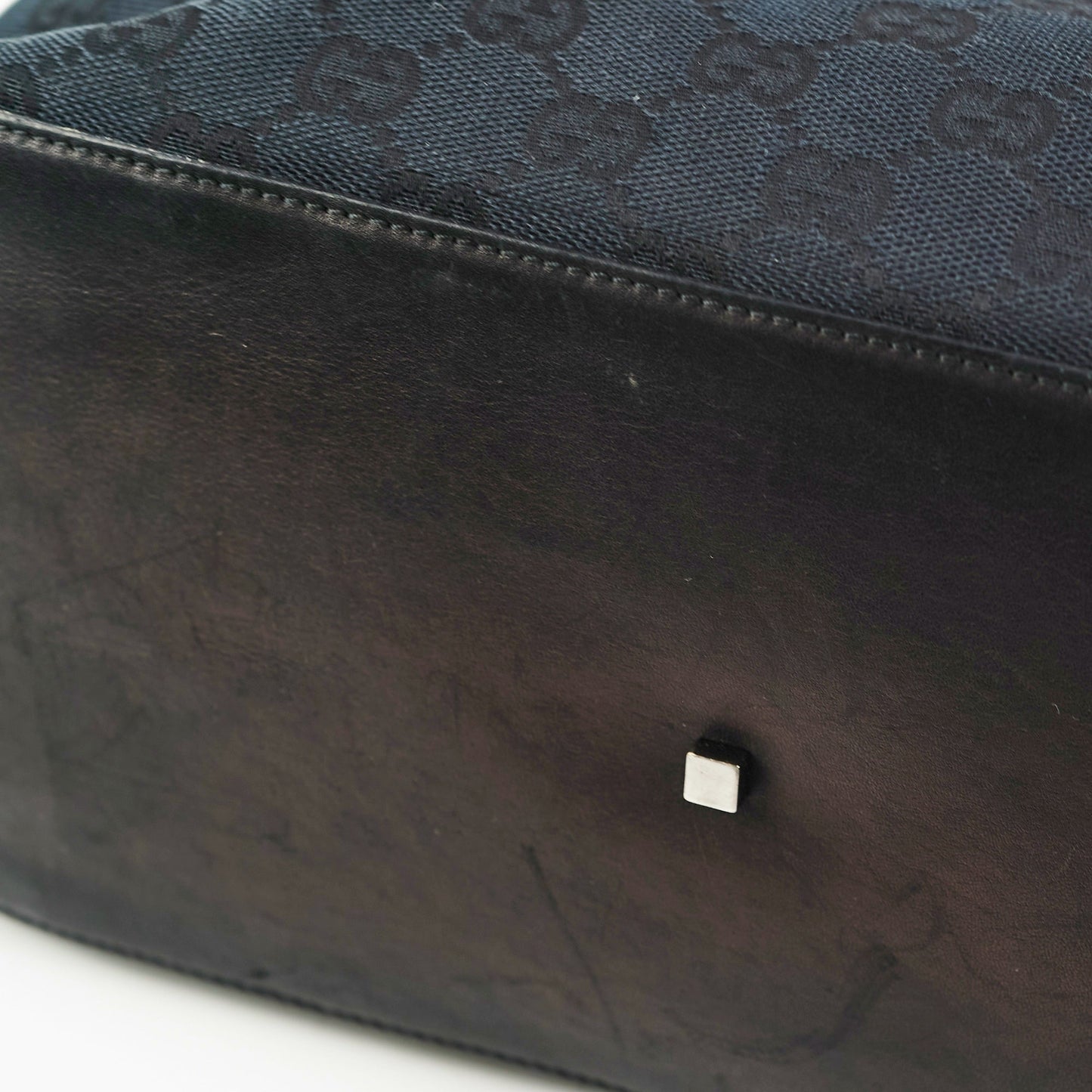 Gucci Vintage GG Canvas Black Shoulder Bag
