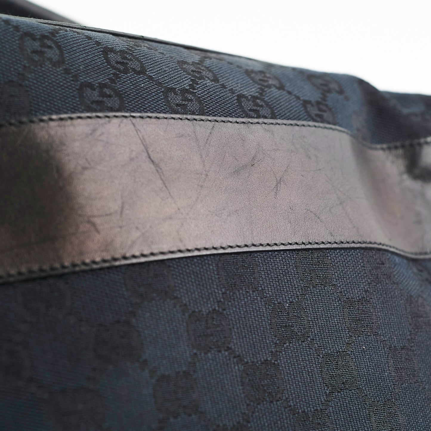 Gucci Vintage GG Canvas Black Shoulder Bag