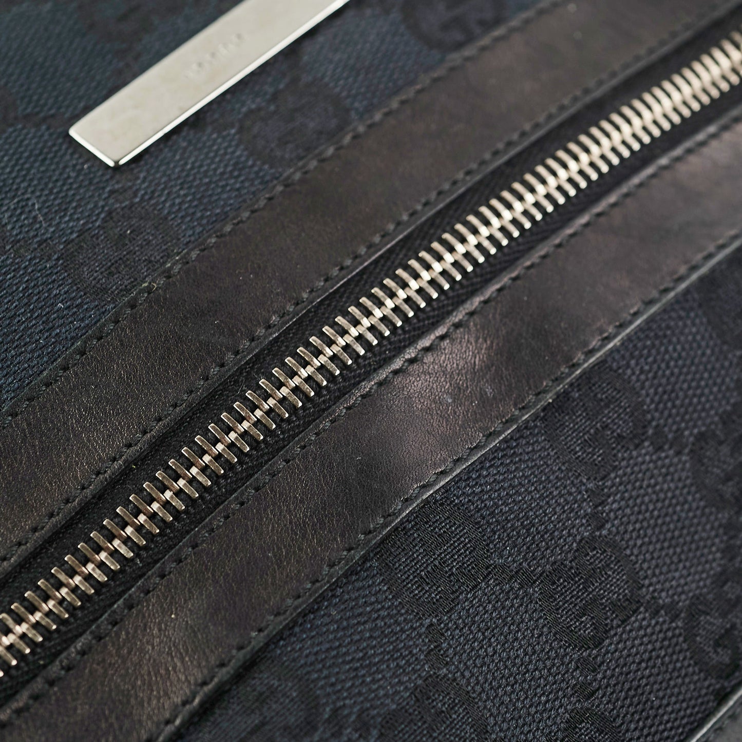Gucci Vintage GG Canvas Black Shoulder Bag
