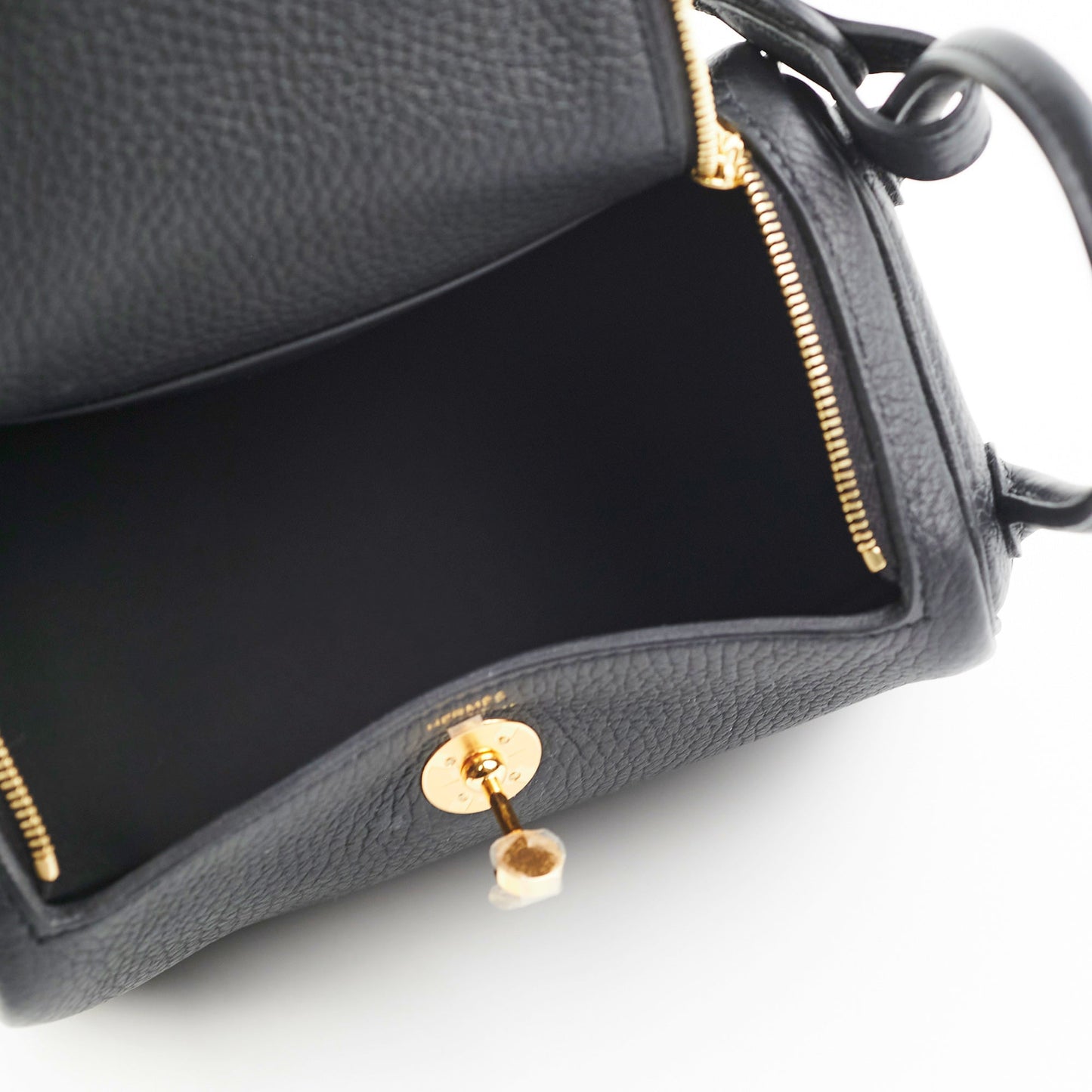 Hermes Mini Lindy Clemence Noir- Z stamp hold AL