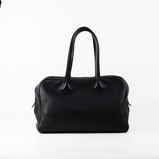 Hermes Victoria 35 Leather Handbag Black - O Square Stamp