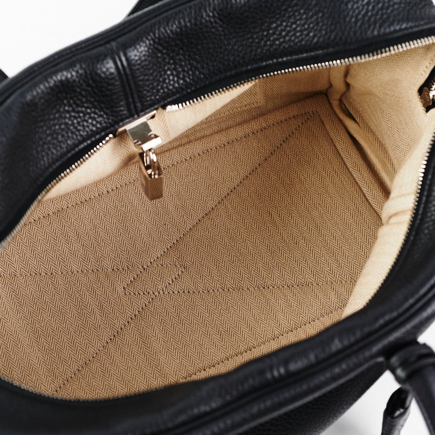 Hermes Victoria 35 Leather Handbag Black - O Square Stamp