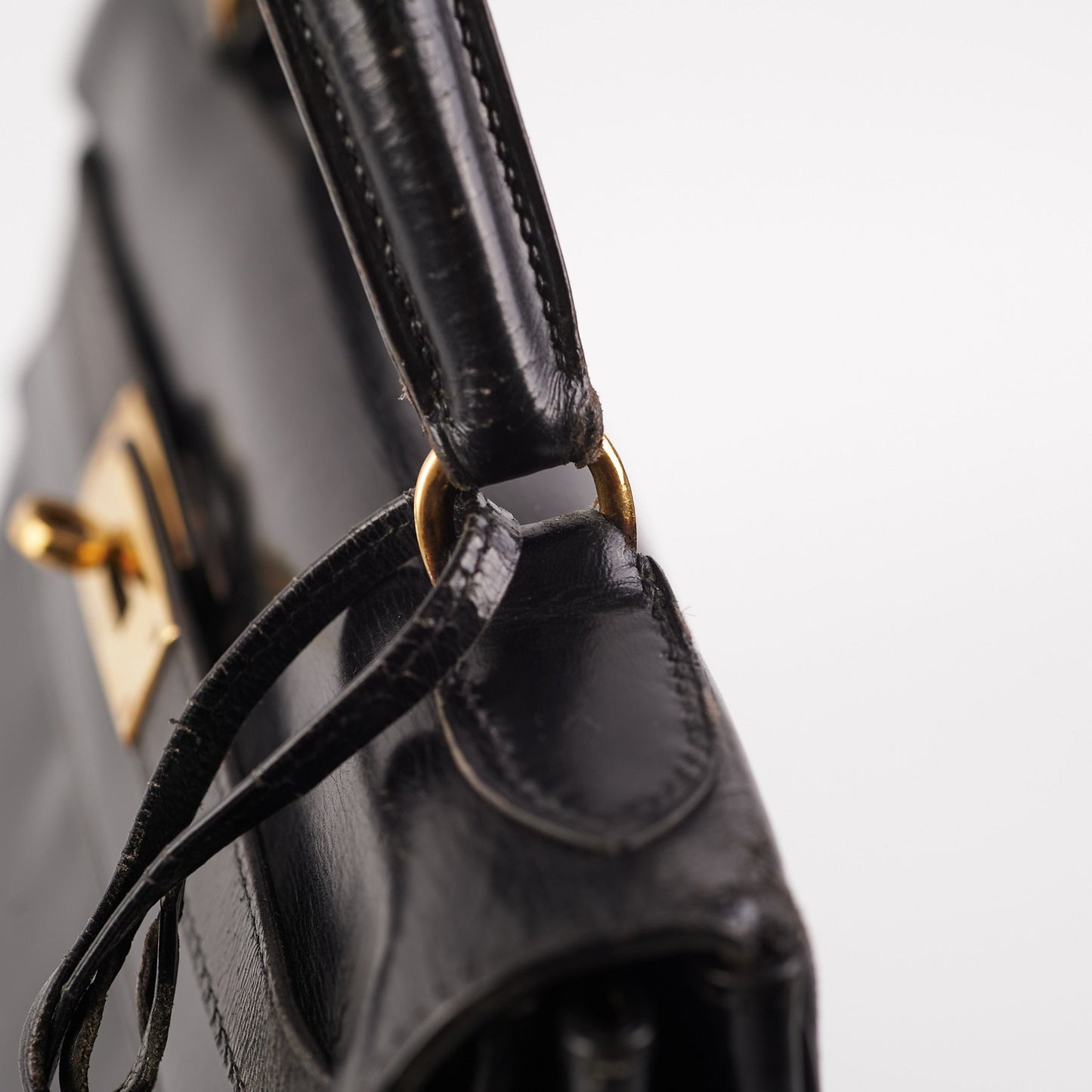 Hermes Kelly 28 Retourne Vintage Box Black Stamp R (1962)