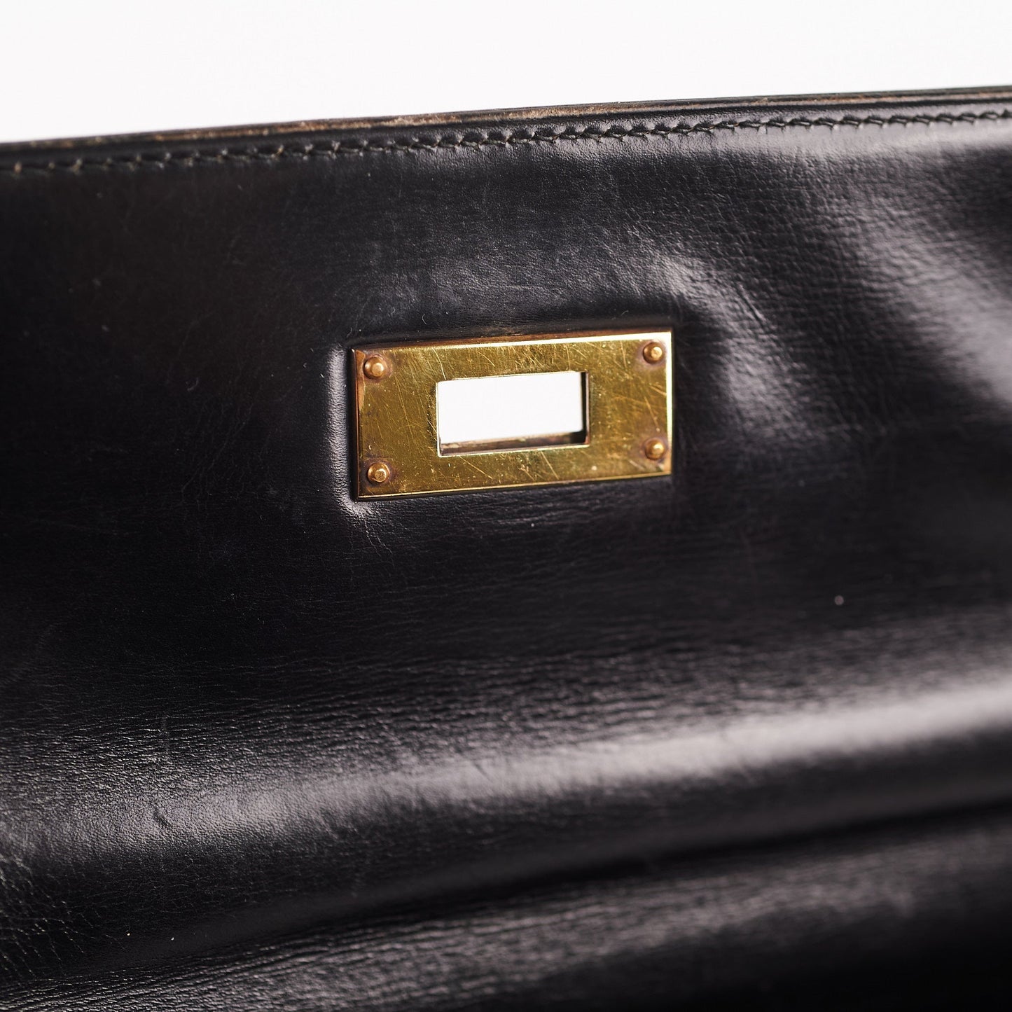 Hermes Kelly 28 Retourne Vintage Box Black Stamp R (1962)