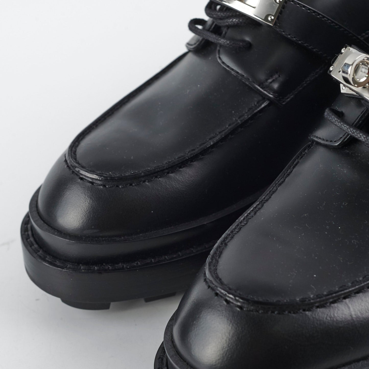 Hermes Black Kelly Oxfords Size 36.5