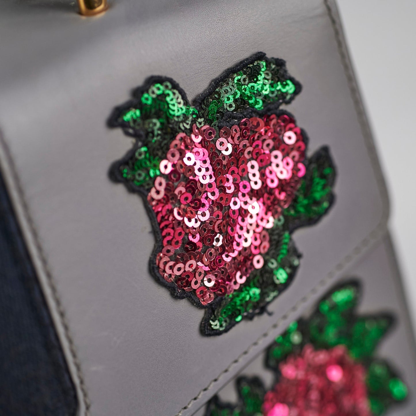 Gucci Sylvie Medium Grey Floral Sequin