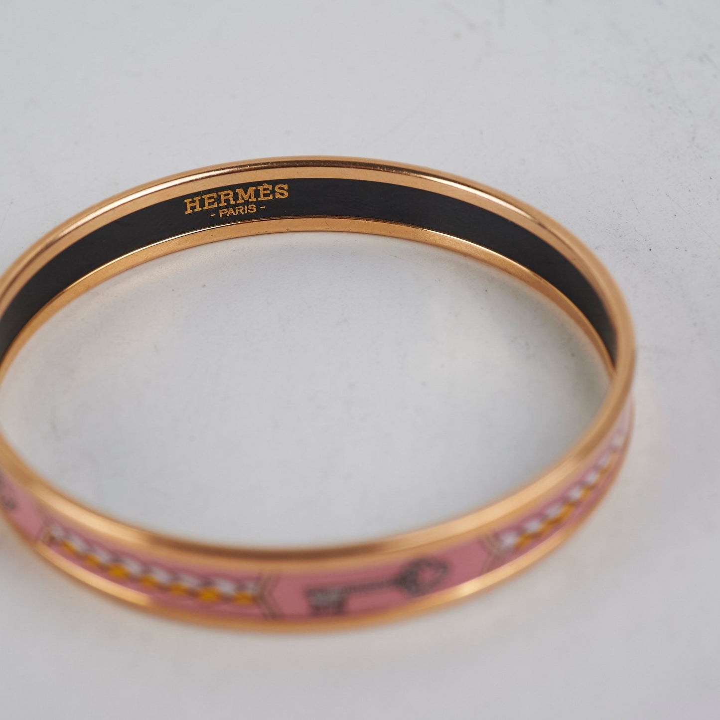 Hermes Les Cles Pink Bangle