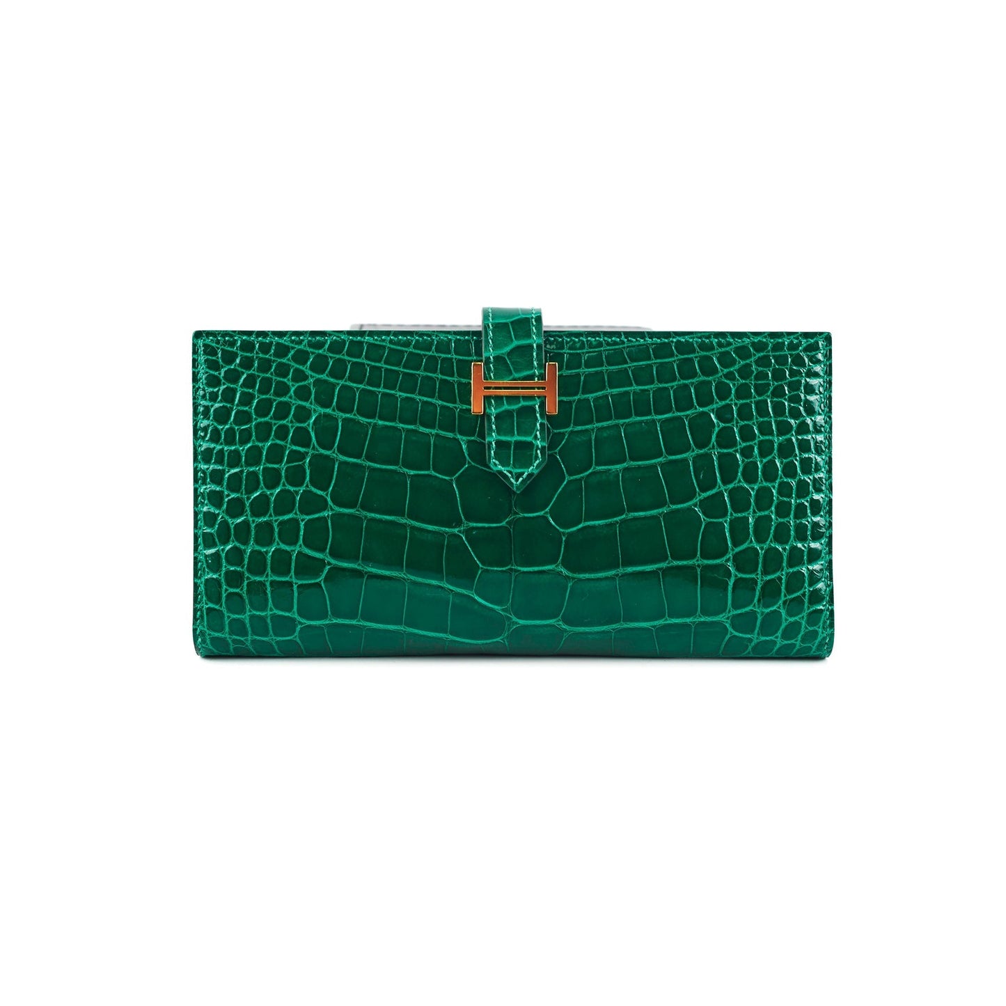 Hermes Bearn Alligator Emerald Wallet-&nbsp; D Stamp