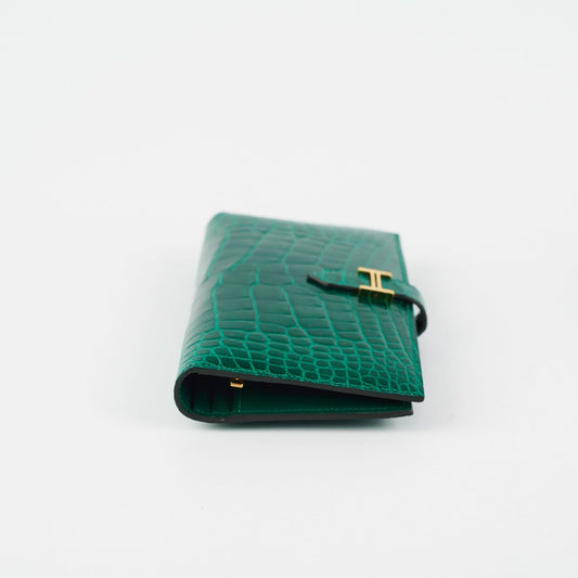 Hermes Bearn Alligator Emerald Wallet-&nbsp; D Stamp