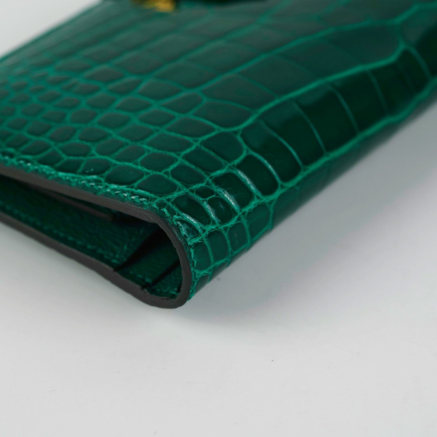 Hermes Bearn Alligator Emerald Wallet-&nbsp; D Stamp