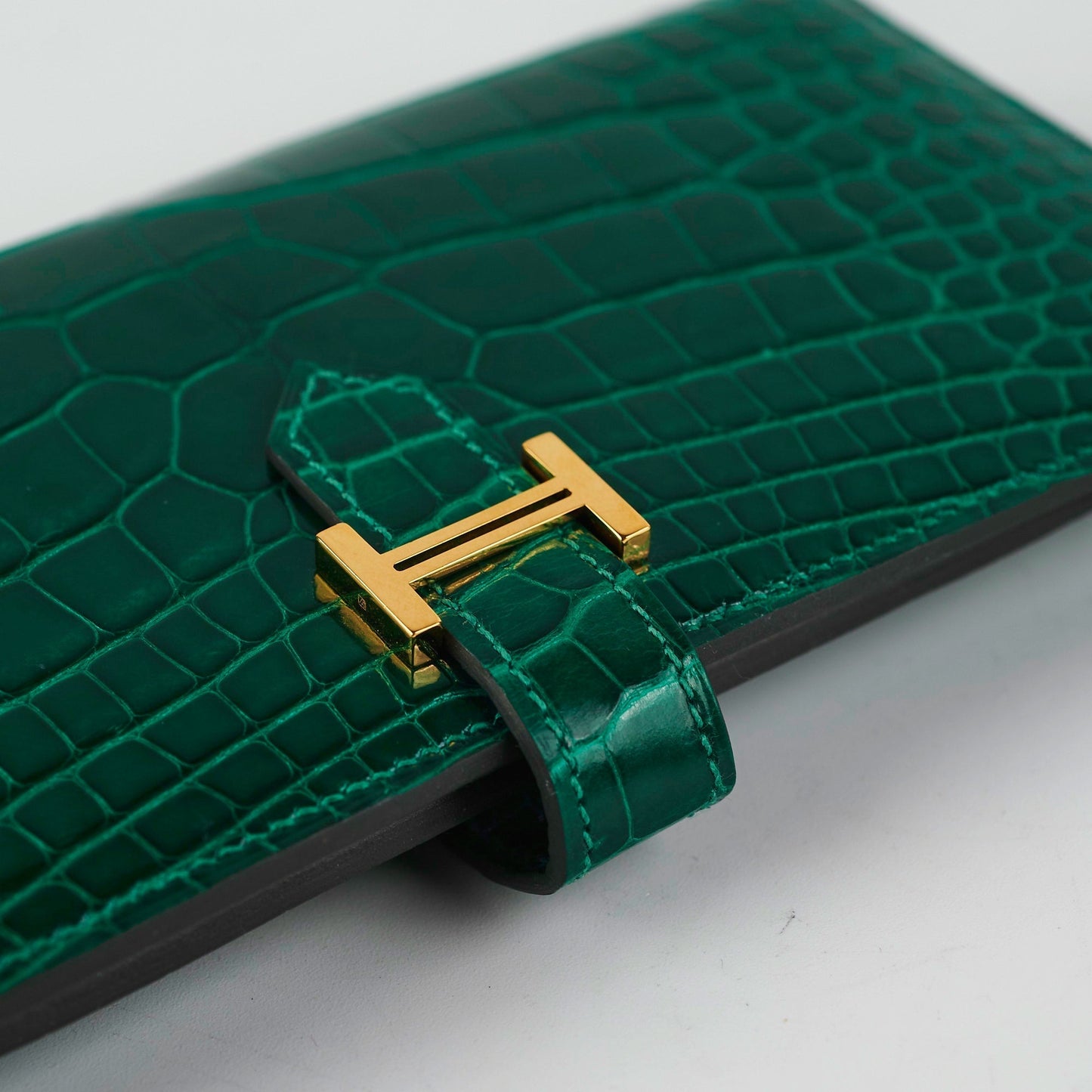 Hermes Bearn Alligator Emerald Wallet-&nbsp; D Stamp