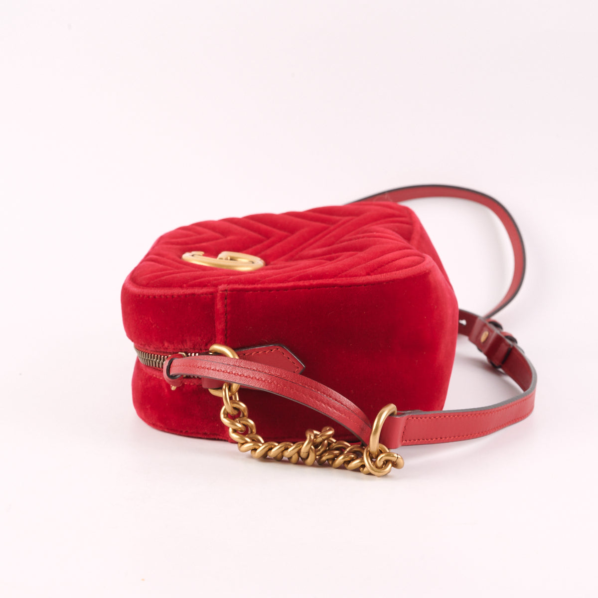 Gucci Velvet Small Marmont Camera Bag Red