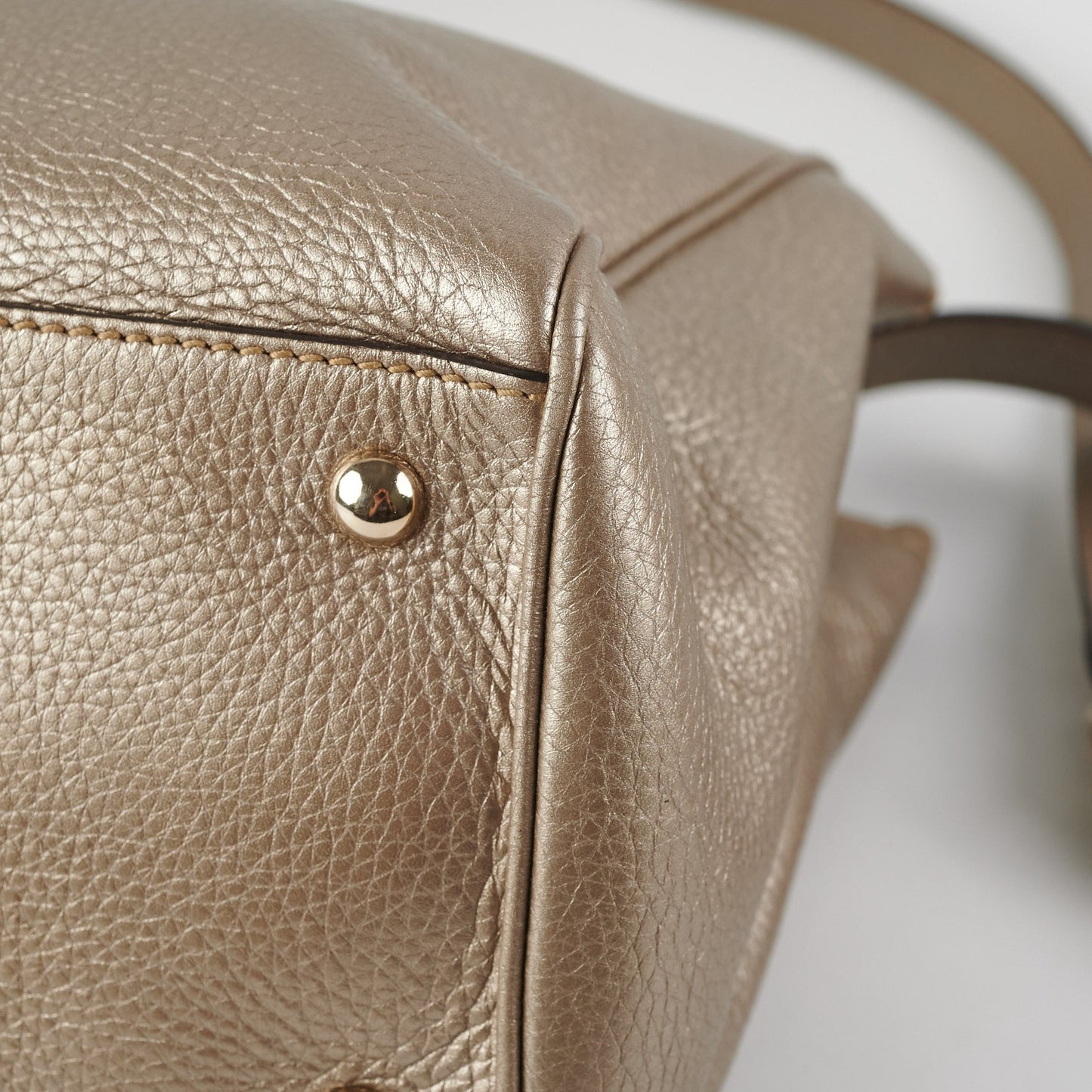 Gucci Medium Bamboo Shopper Leather Satchel Bag Gold