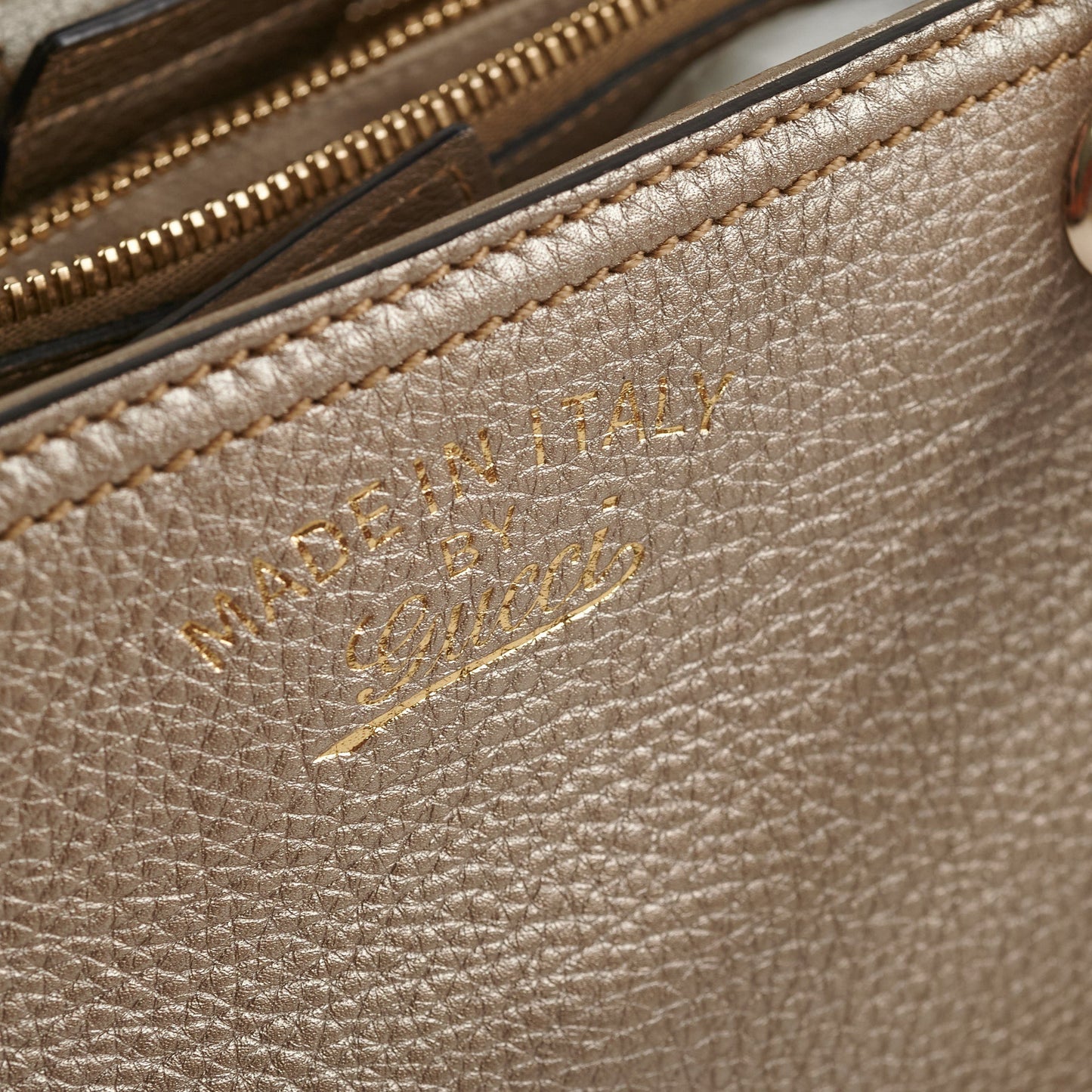 Gucci Medium Bamboo Shopper Leather Satchel Bag Gold