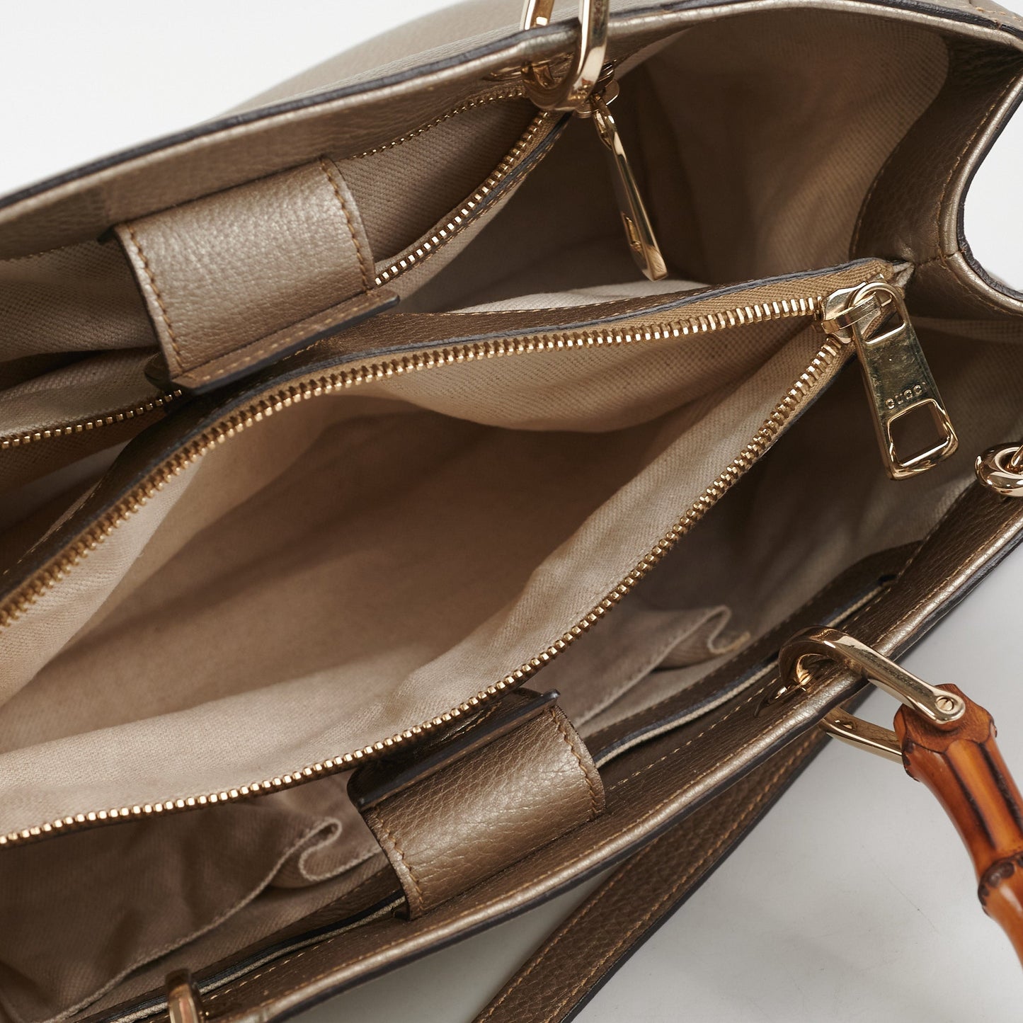 Gucci Medium Bamboo Shopper Leather Satchel Bag Gold