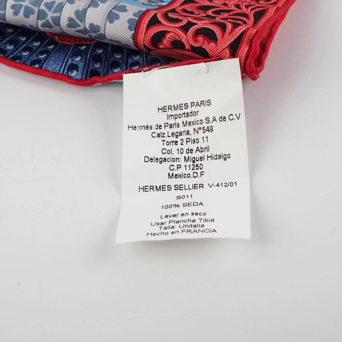 Hermes Carre Twill Silk 90x90 Blue/Red