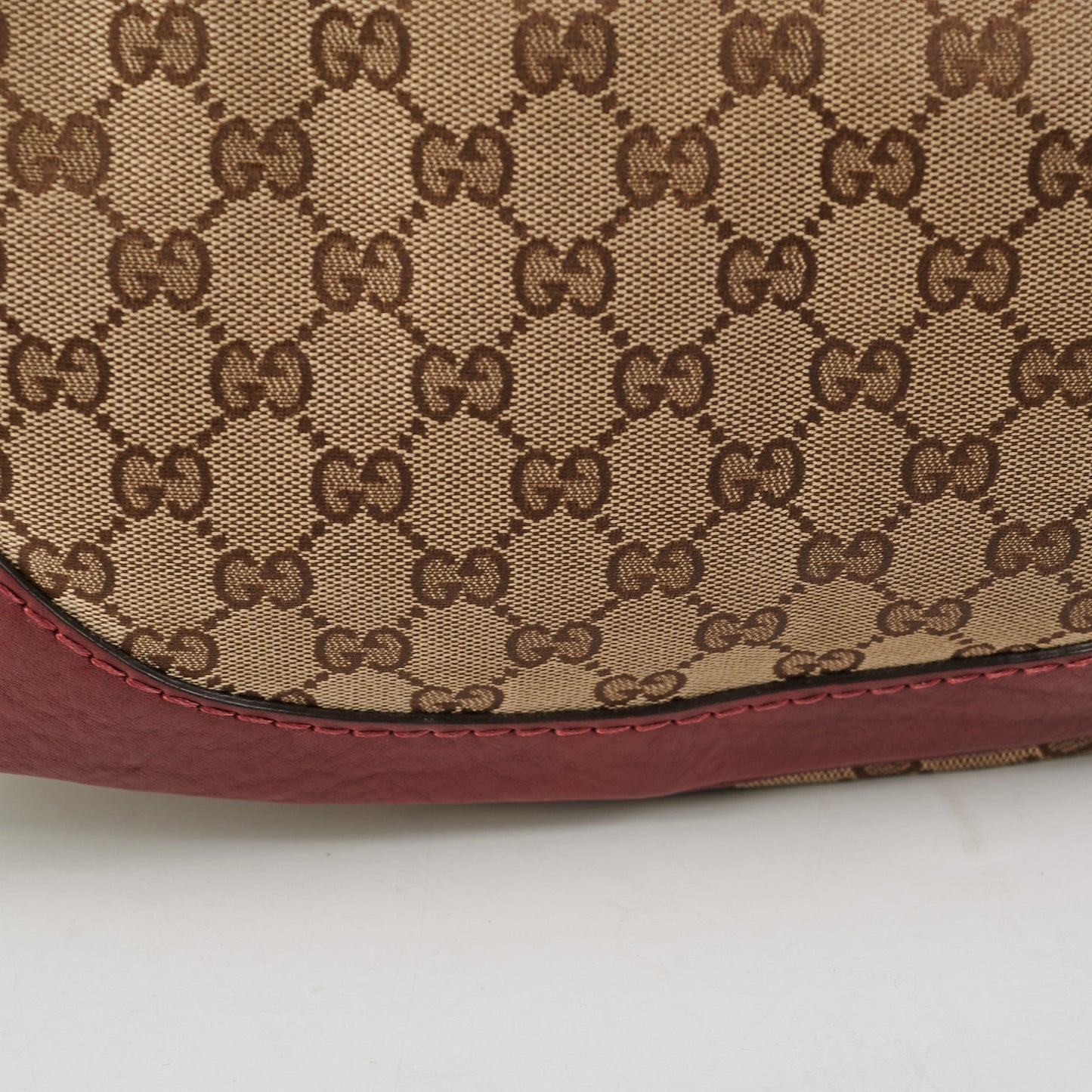 Gucci Canvas Shoulder Tote Dark Red