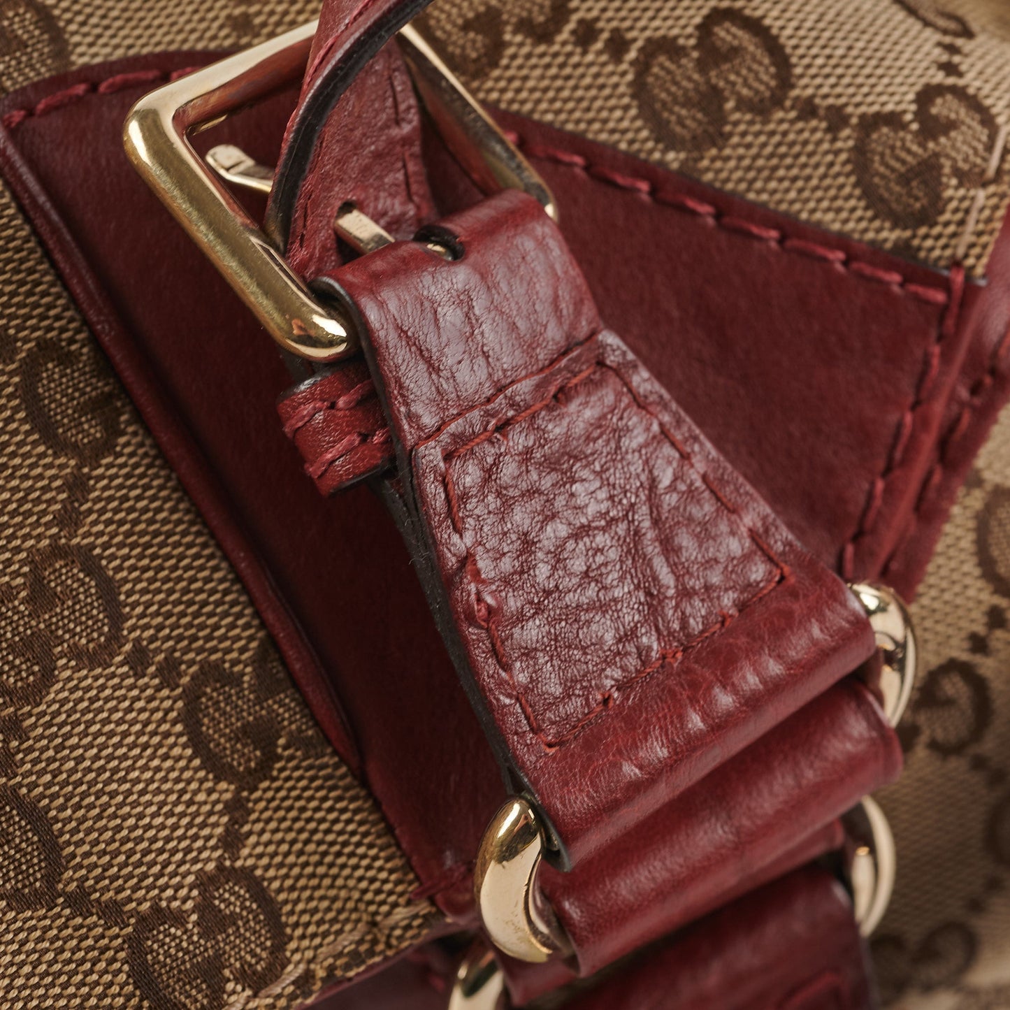 Gucci Canvas Shoulder Tote Dark Red