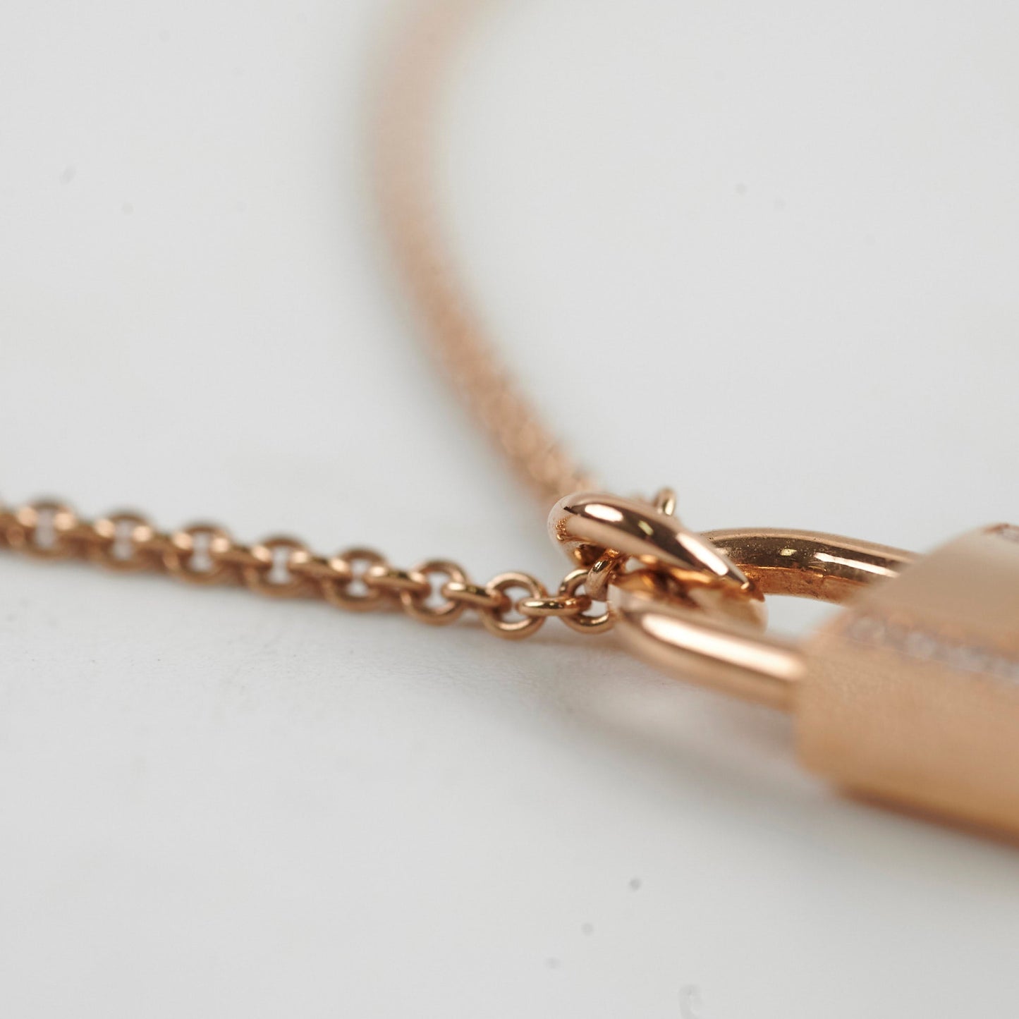 Hermes Kelly Cadenas Necklace Rose Gold with Diamonds