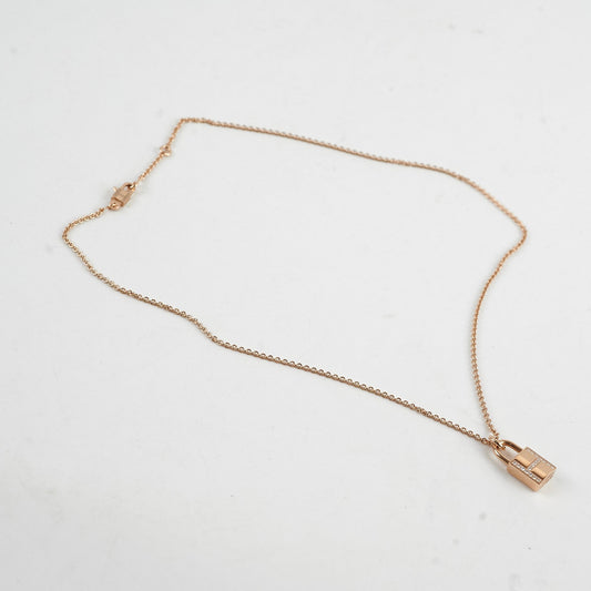 Hermes Kelly Cadenas Necklace Rose Gold with Diamonds