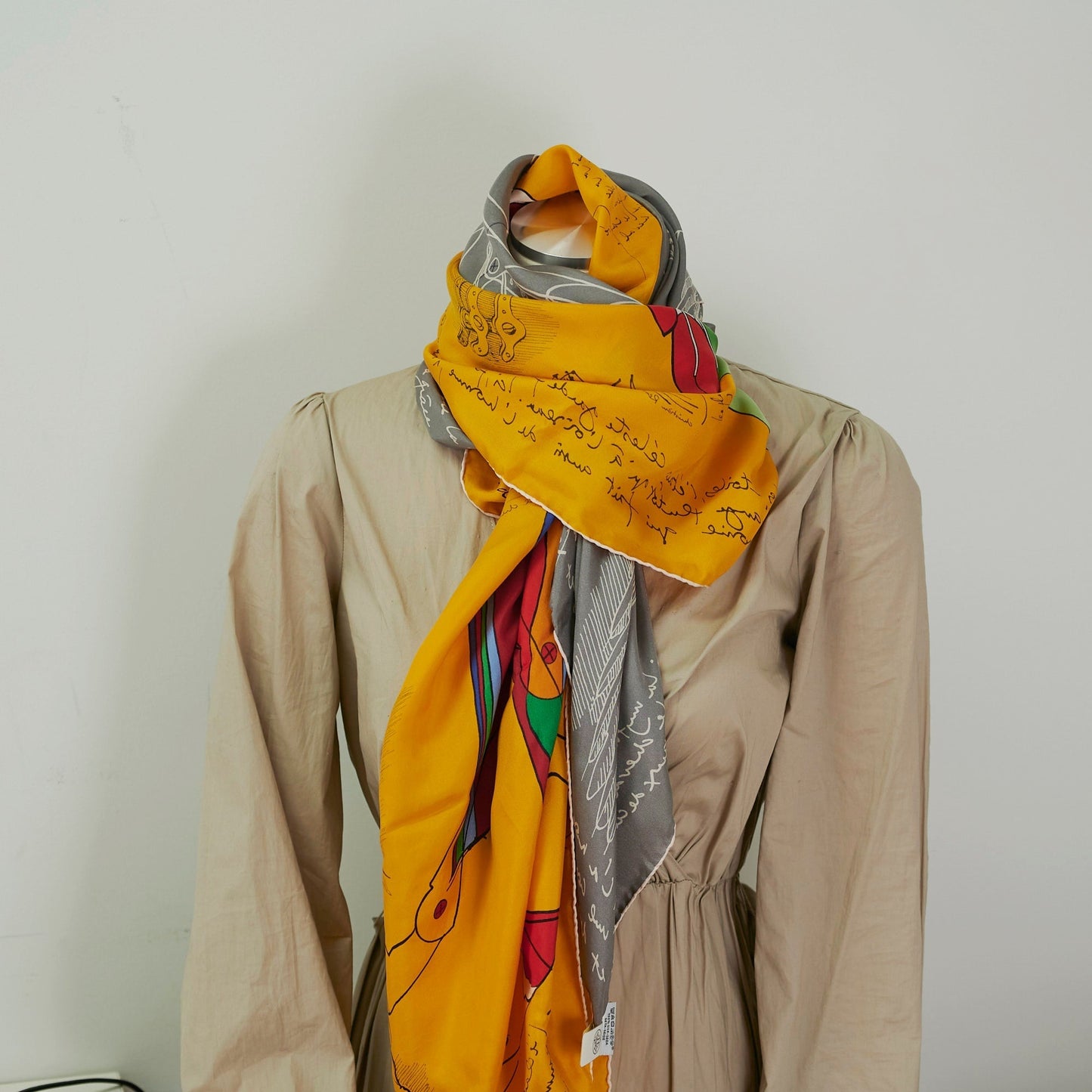 Hermes Grey/Yellow 140cm Scarf