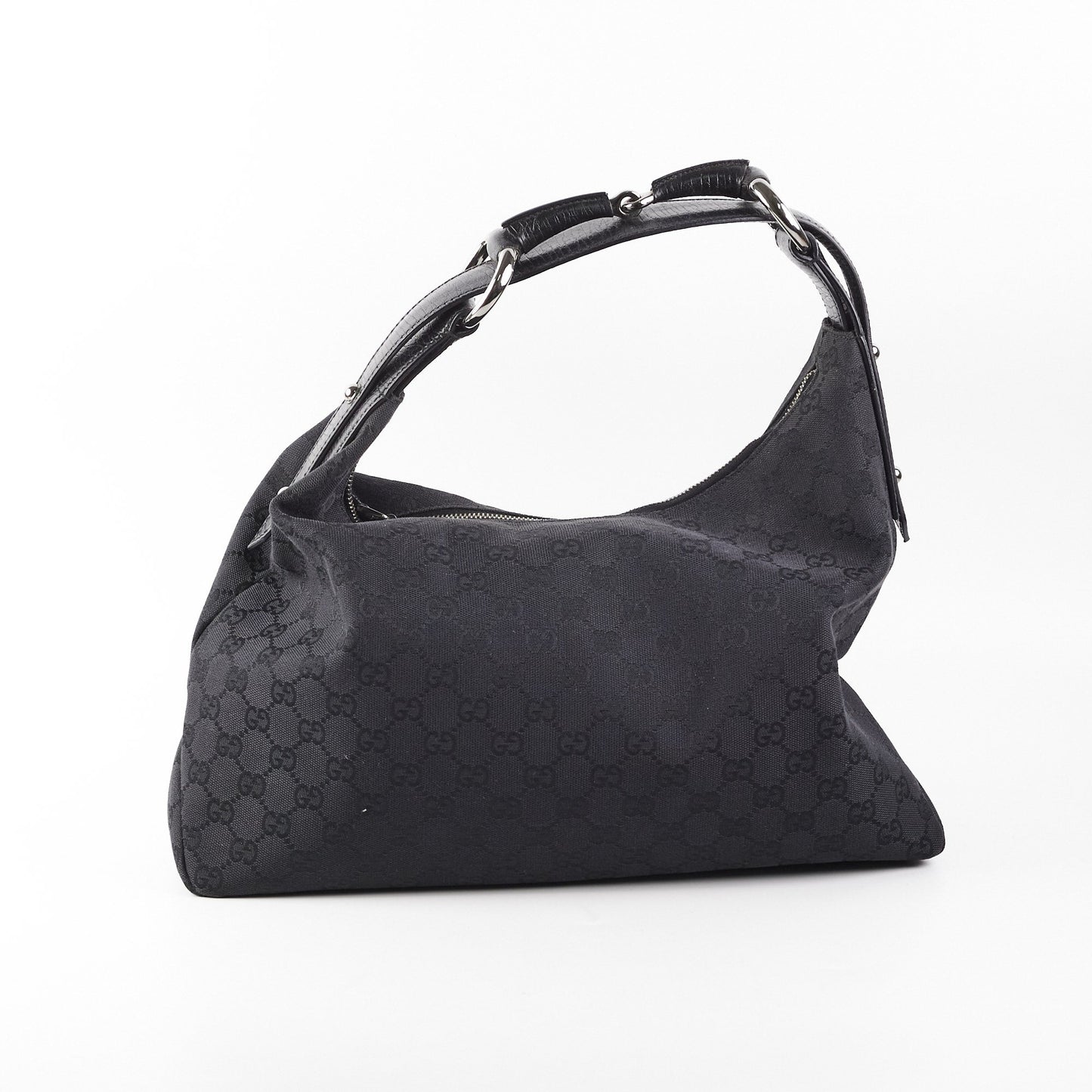Gucci Horsebit Hobo GG Medium Bag Black