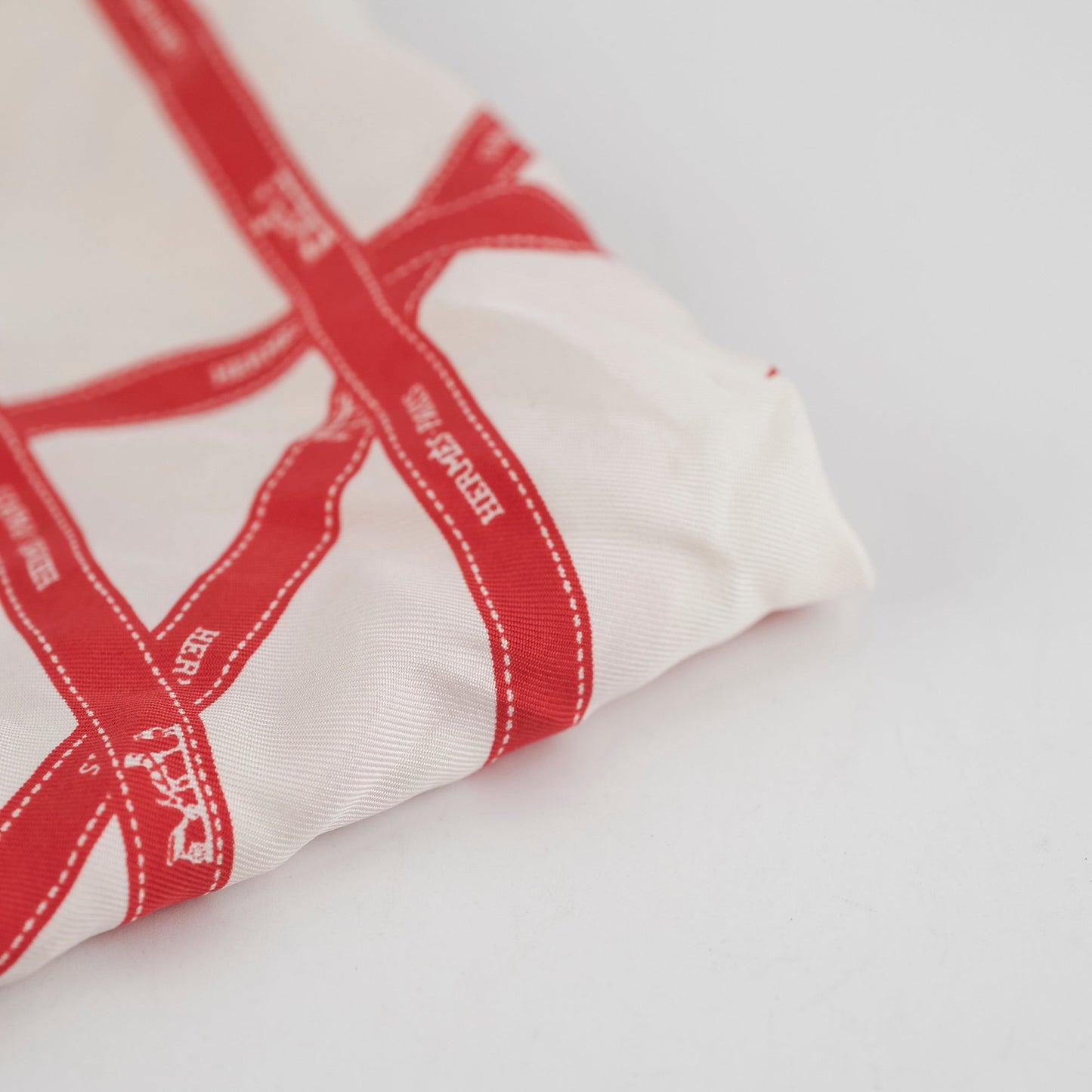 Hermes Red and White Silk 40 Square Scarf