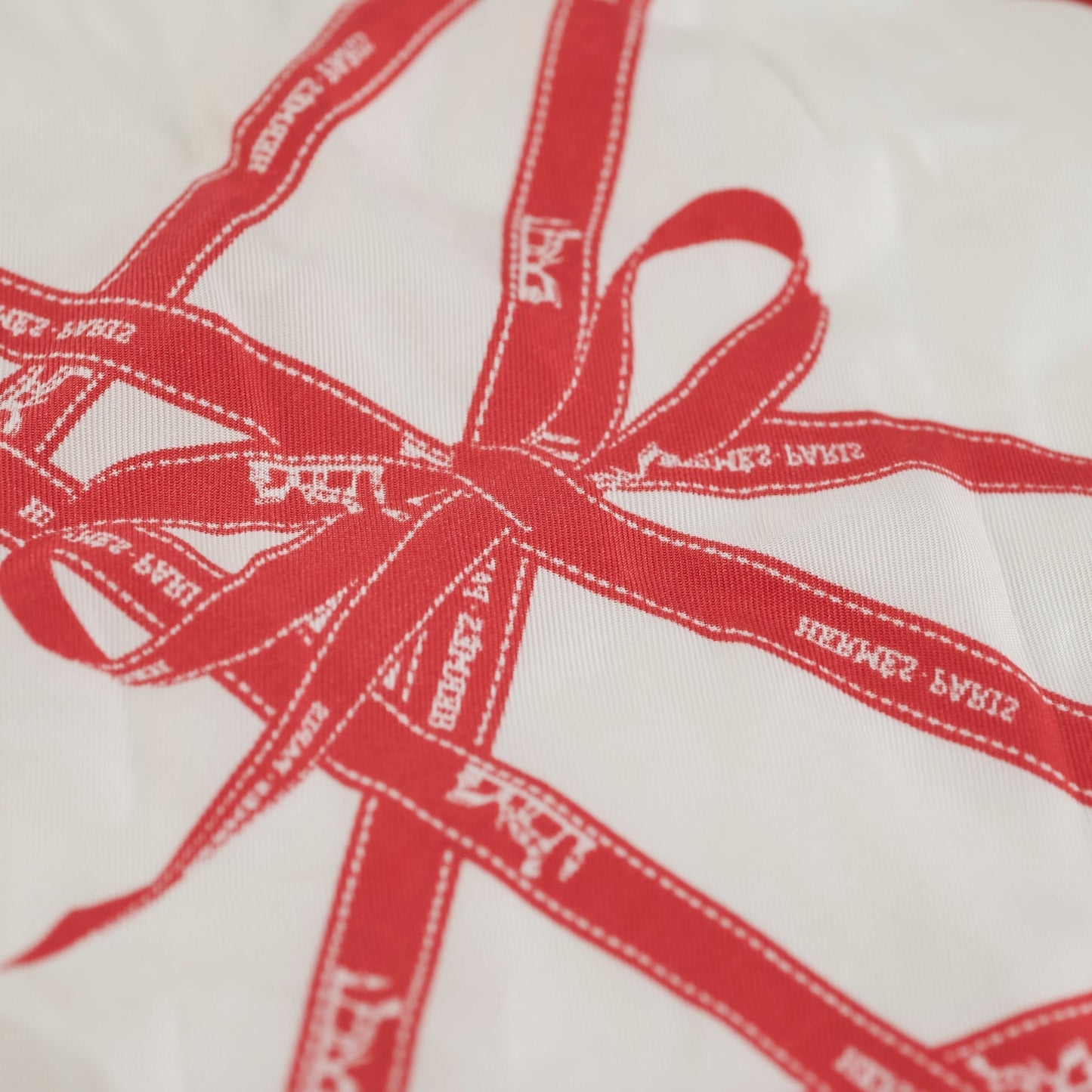 Hermes Red and White Silk 40 Square Scarf