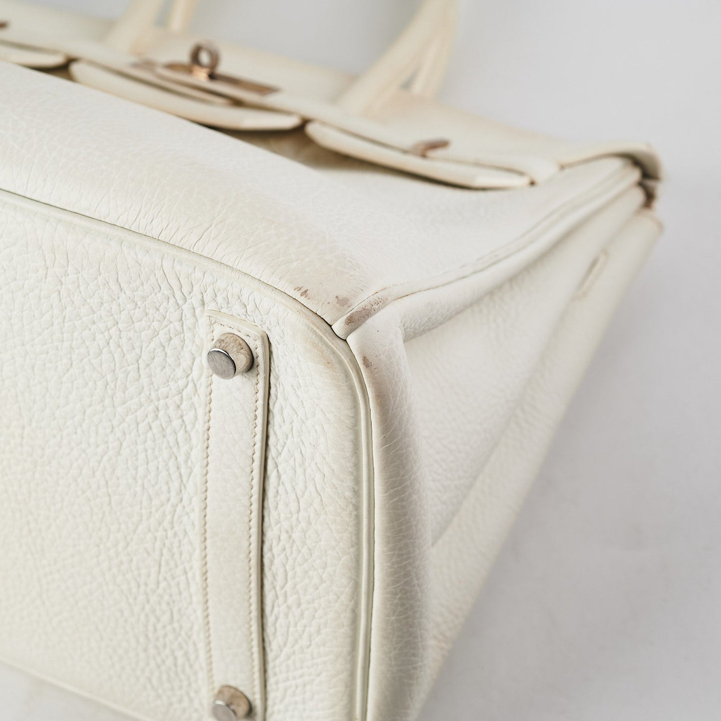 Hermes Birkin 35 Clemence White Stamp P Square (2012)