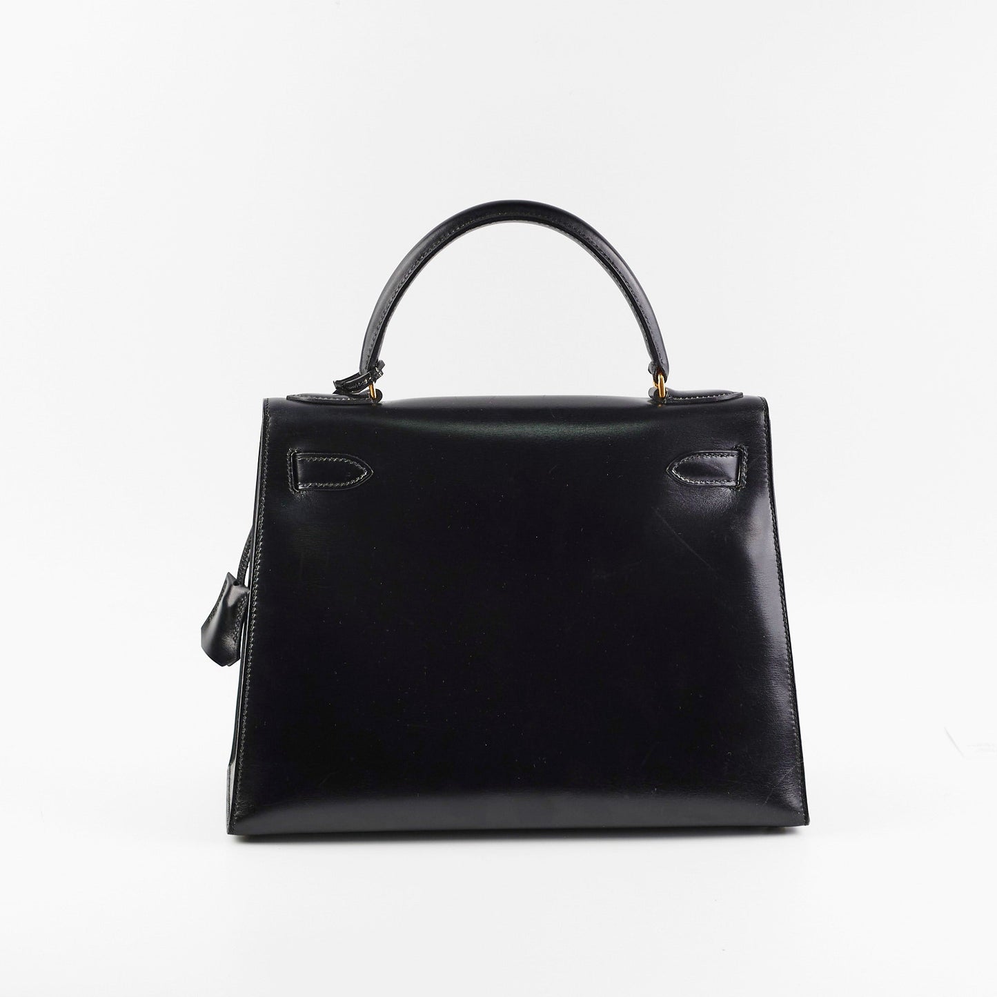 Hermes Vintage Kelly 28 Box Leather Noir Black - N Circle Stamp 1984
