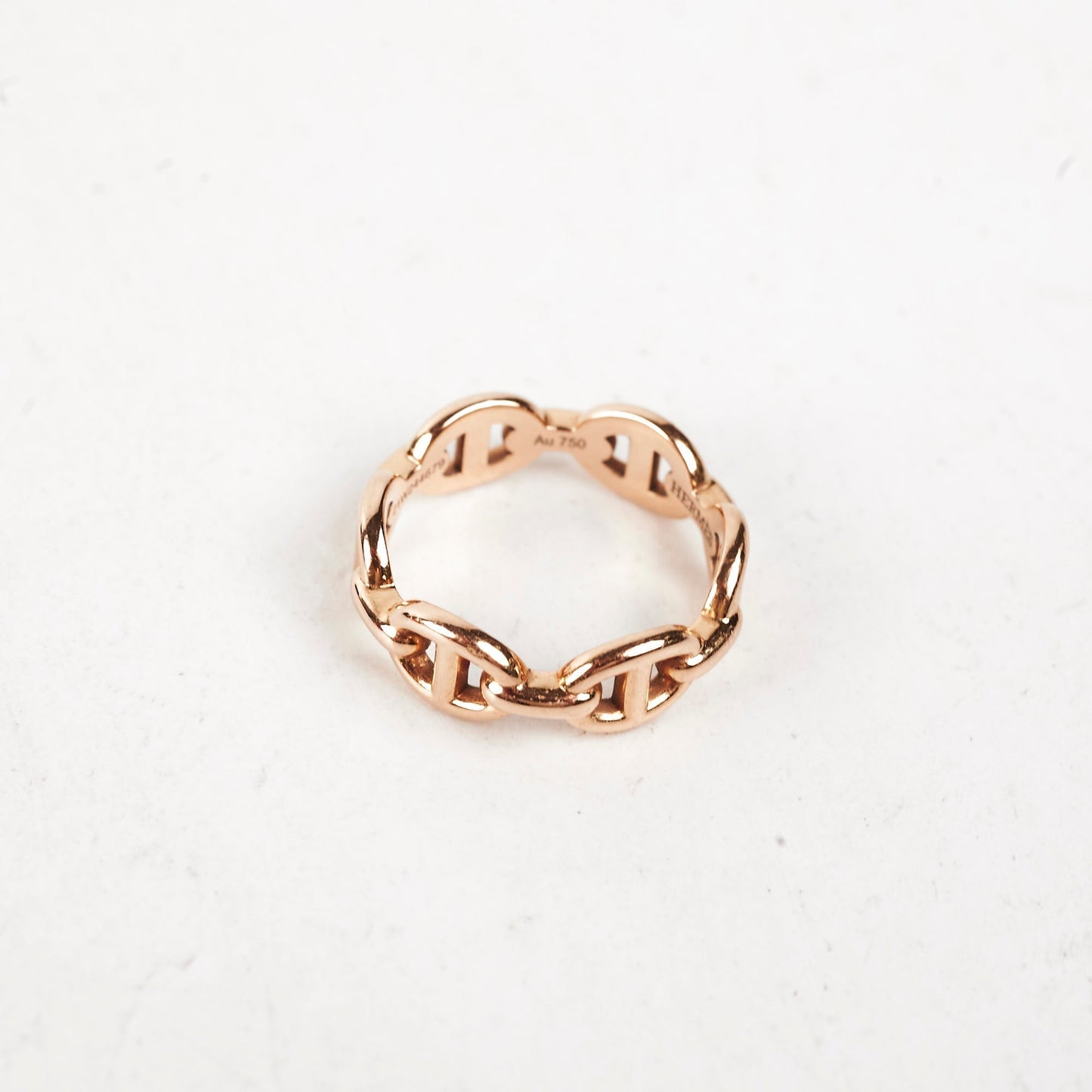 Hermes Chain D'ancre Echainee Ring 18k Rose Gold Size 48