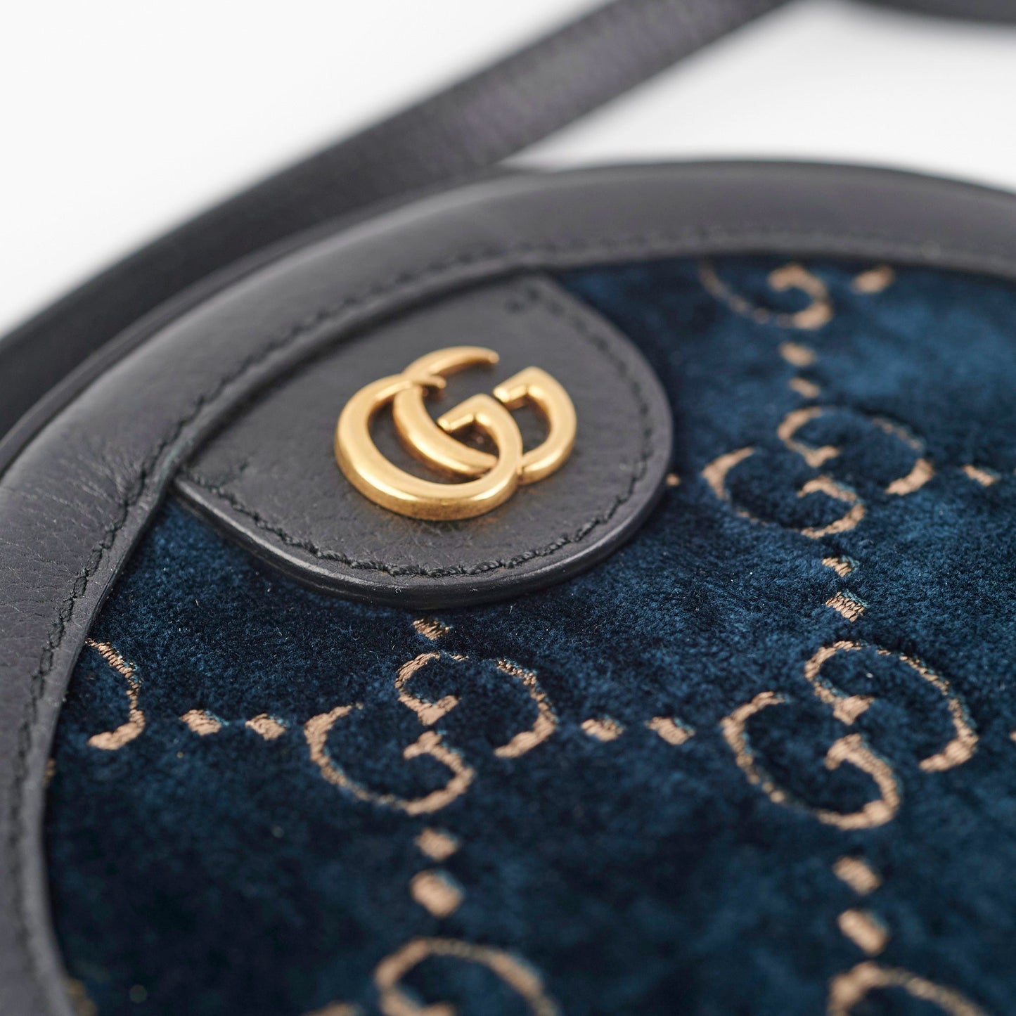 Gucci Monogram Round Velvet Black Crossbody Bag