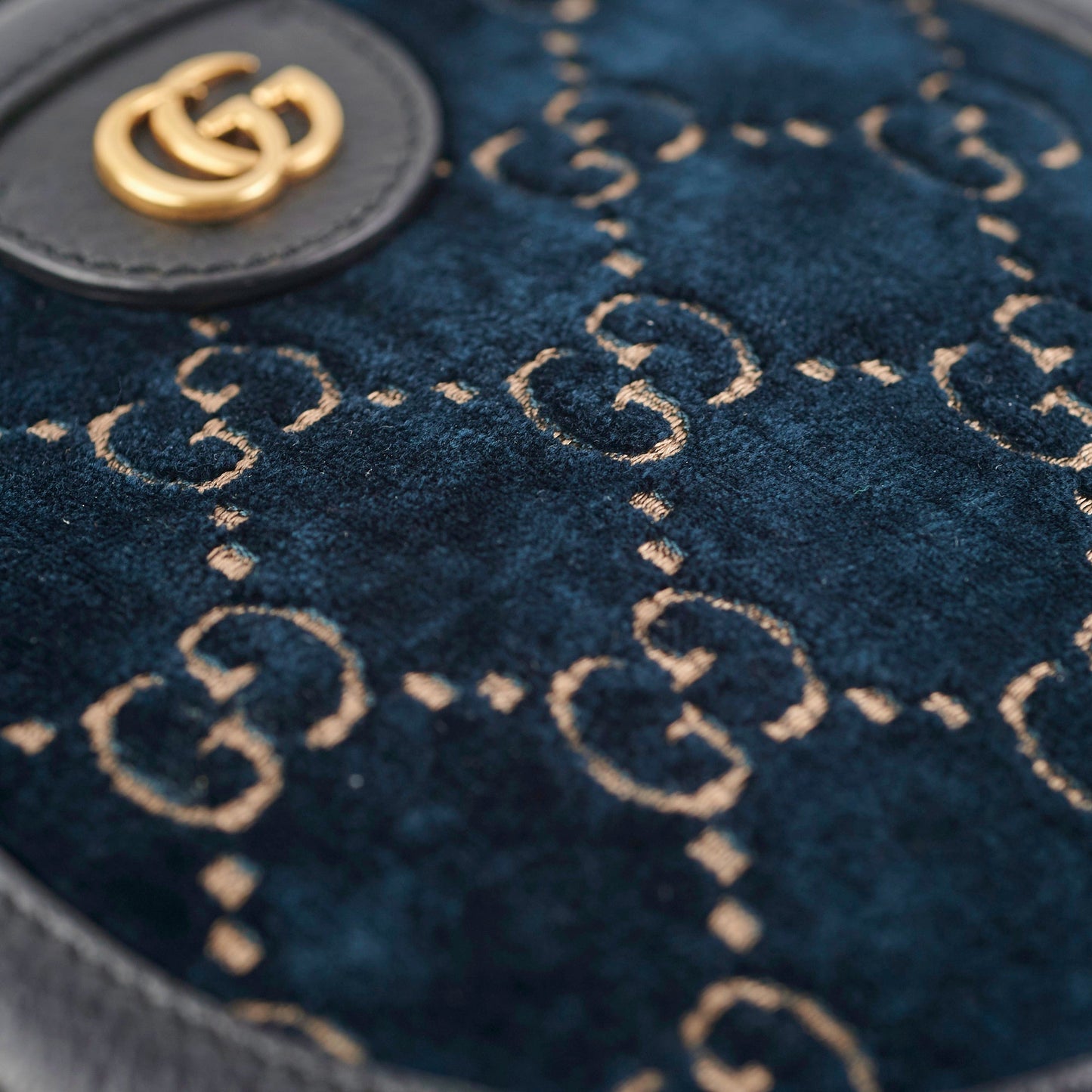 Gucci Monogram Round Velvet Black Crossbody Bag